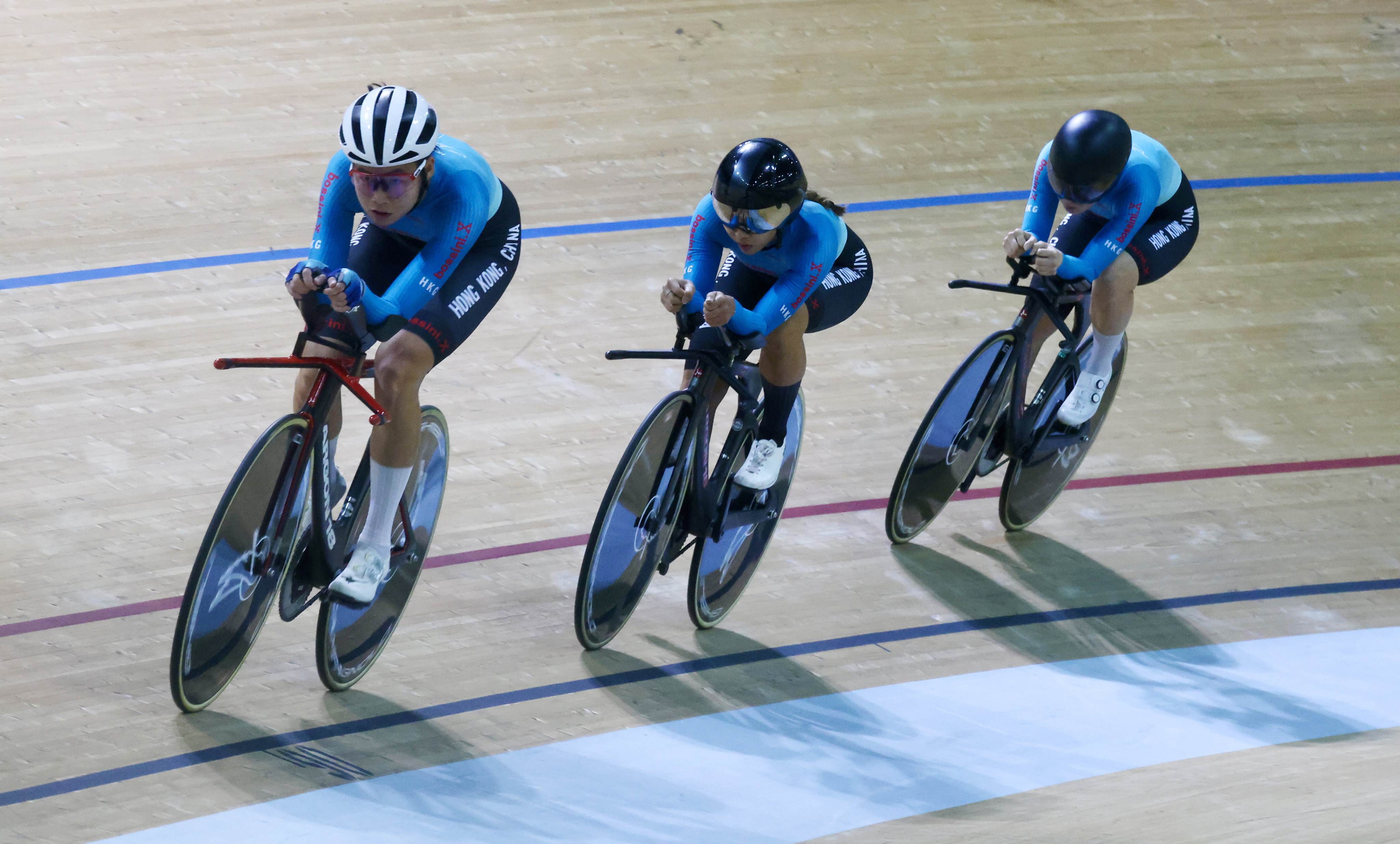 Hong Kong’s cycling squad in training at the city’s Velodrome. Photo: Jonathan Wong