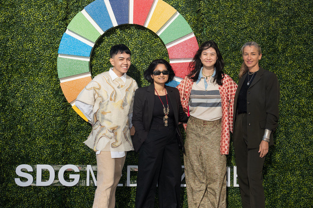 The speakers – and moderator, Redress’ Christina Dean (right) – of last month’s Designing Circular Futures panel, hosted by the UN’s Fashion and Lifestyle Network. Photo: Handout