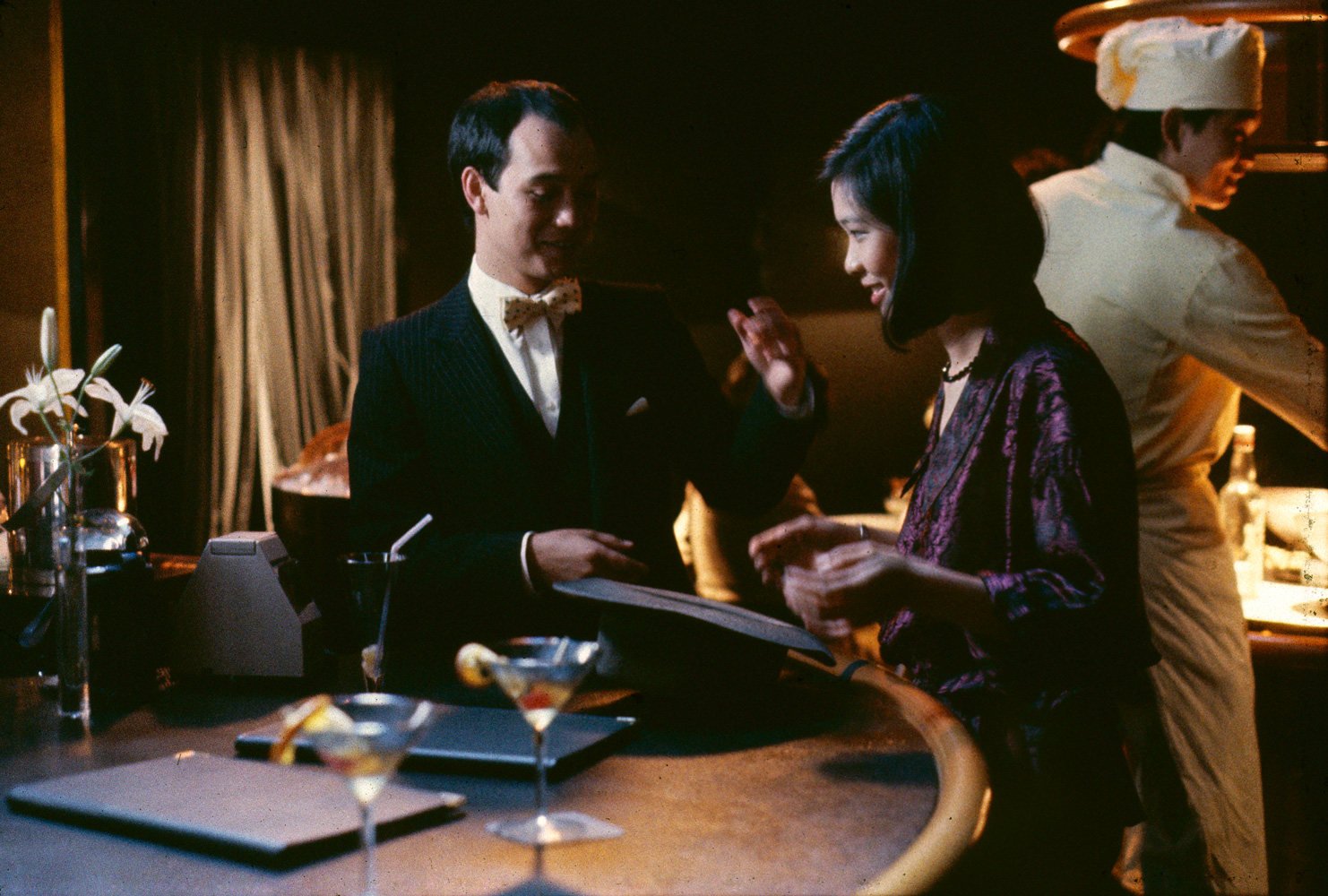 David Yip (left) and Lucy Sheen in a still from Ping Pong (1986), directed by Leong Po-chih and filmed in London’s Chinatown.