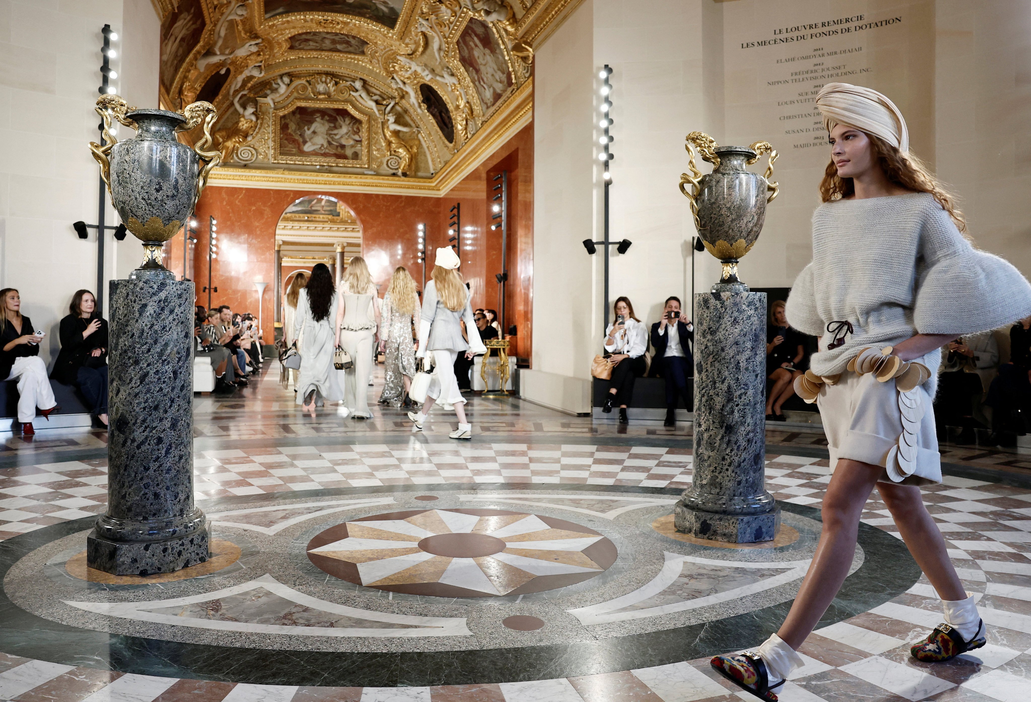 The Louis Vuitton show was held inside the former apartment of Anne of Austria, Queen of France, inside the Louvre Museum in Paris. Photo: Reuters