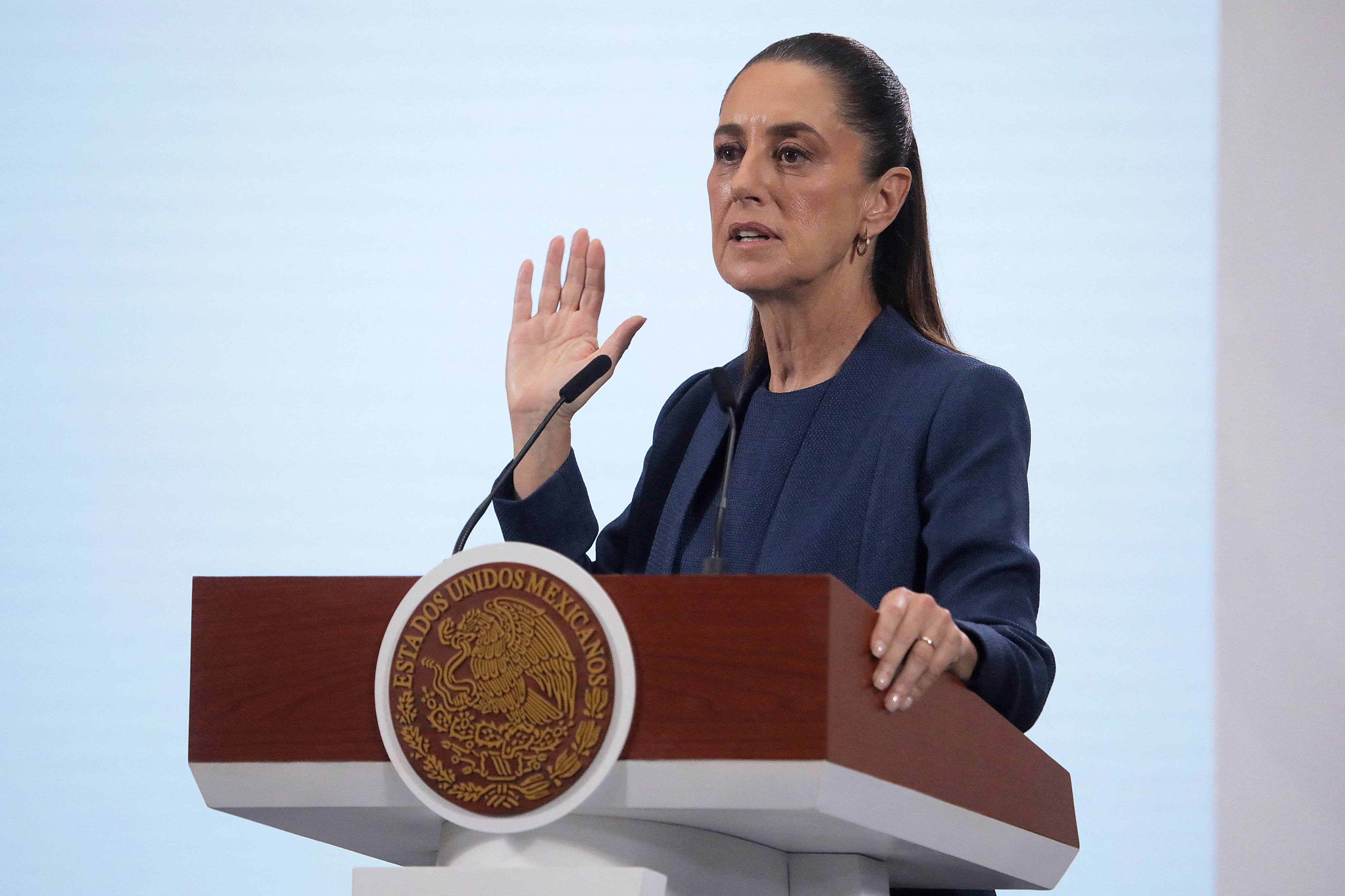 Mexico’s President Claudia Sheinbaum celebrates one year in office at Palacio Nacional in Mexico City on Wednesday. Photo: AFP