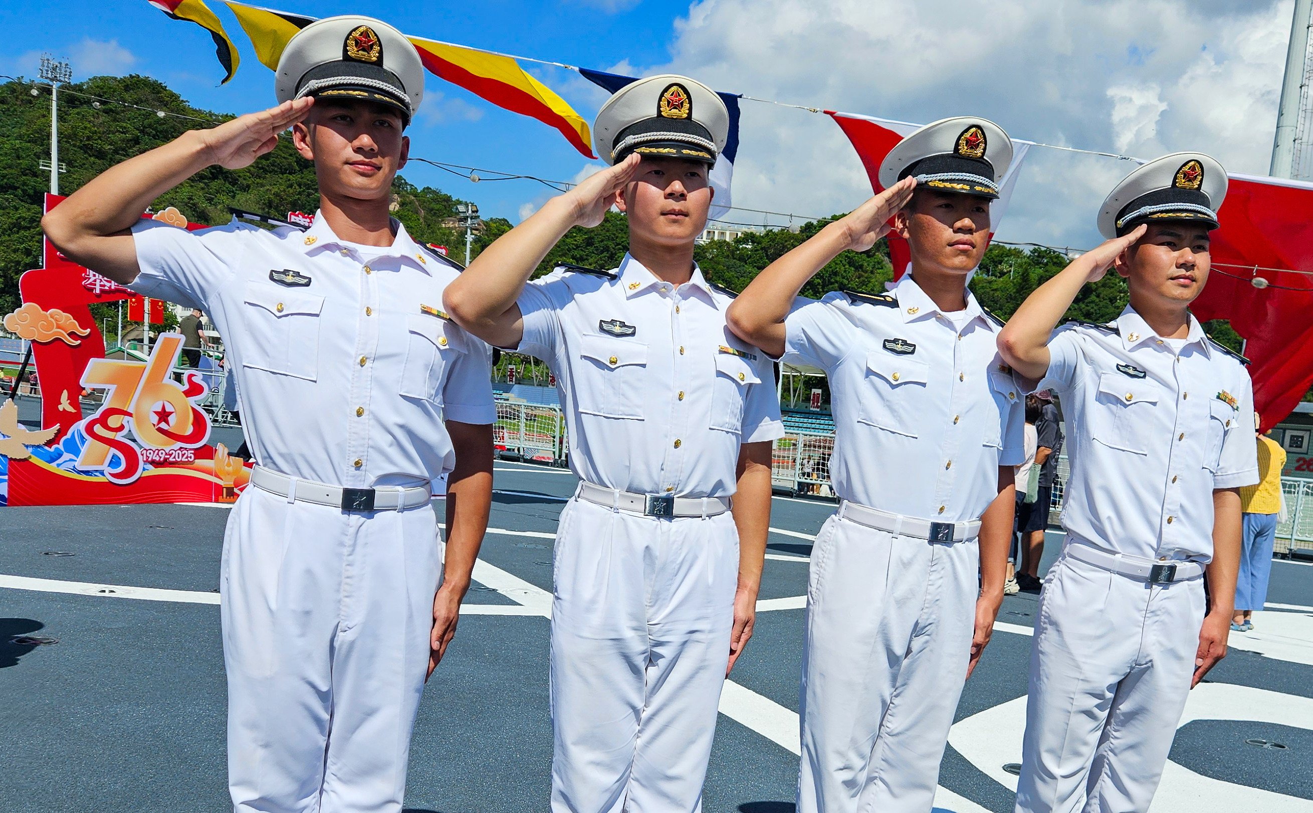 (From left) Navy trainees Cheng Jiaming, Zhang Zihan, Luo Jiayi and Li Chunliang. Photo: Leopold Chen