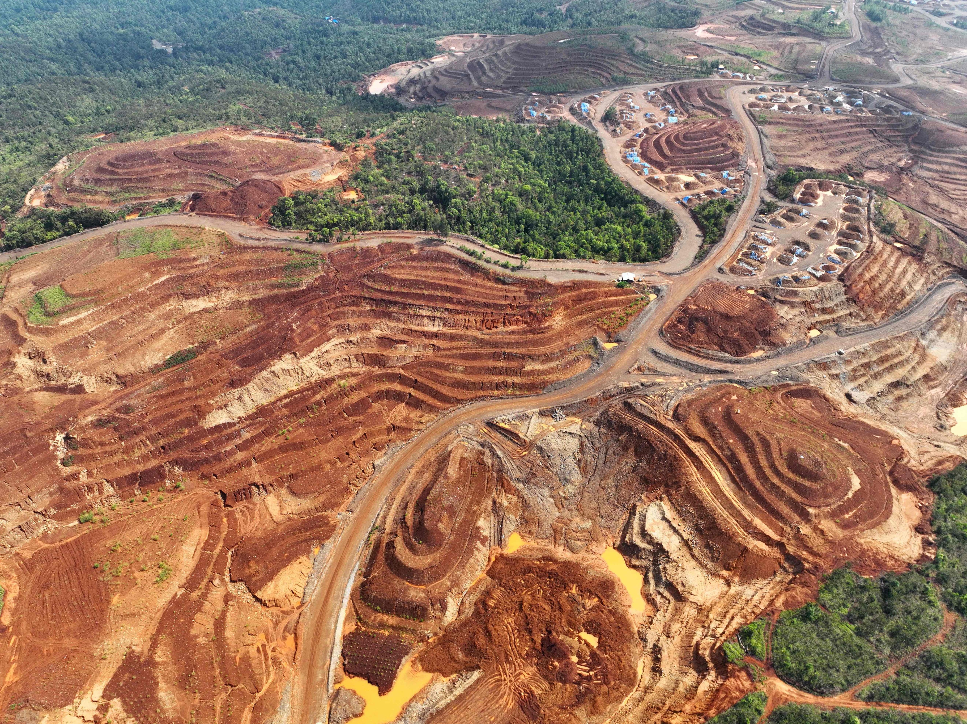 A nickel mining site in Raja Ampat Islands, Indonesia’s Southwest Papua province, is seen from the air. Photo: AFP