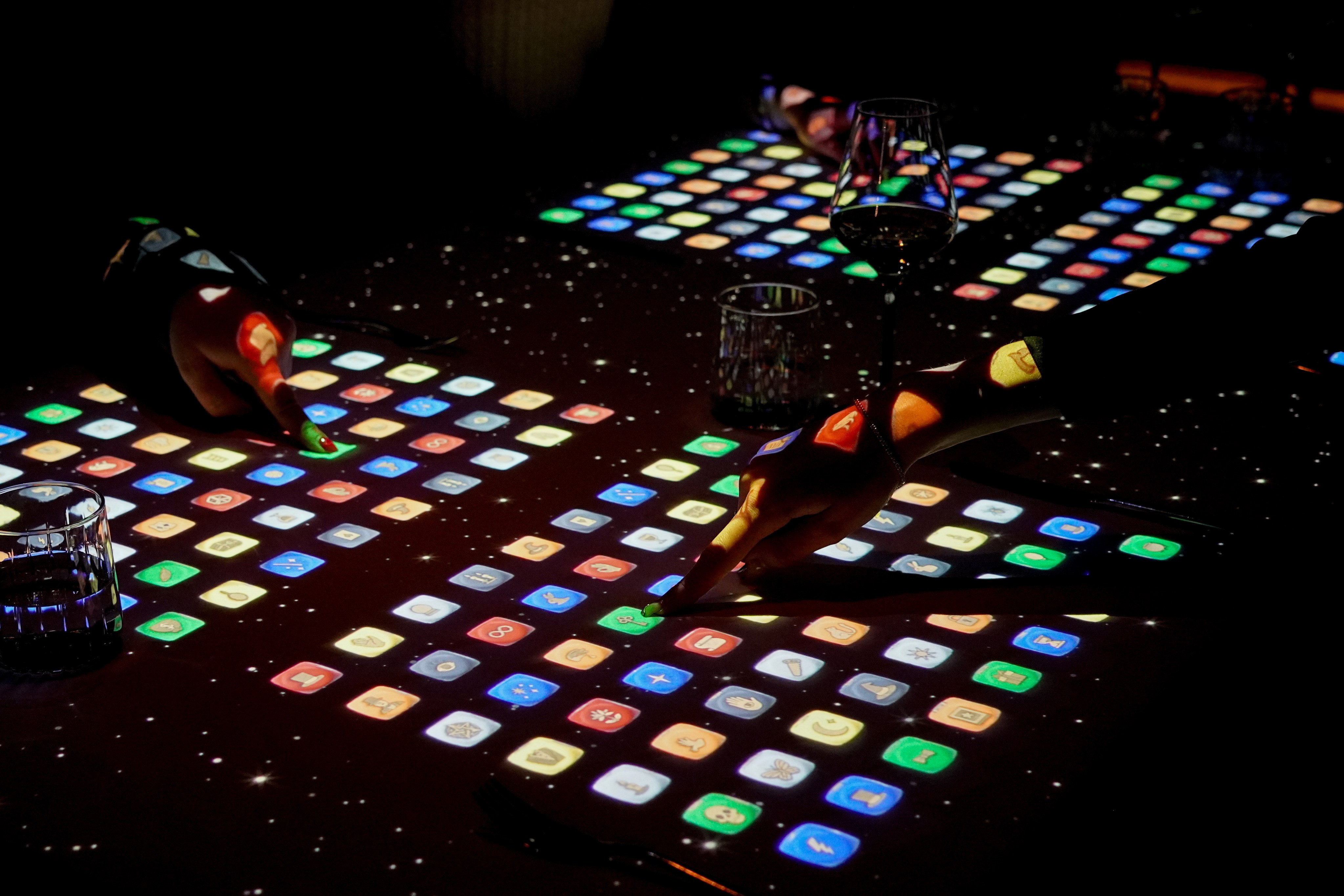 The Magic Table multicoloured grid that no matter where you start everyone ends up on the green key. Photo: Grand Hyatt Hong Kong