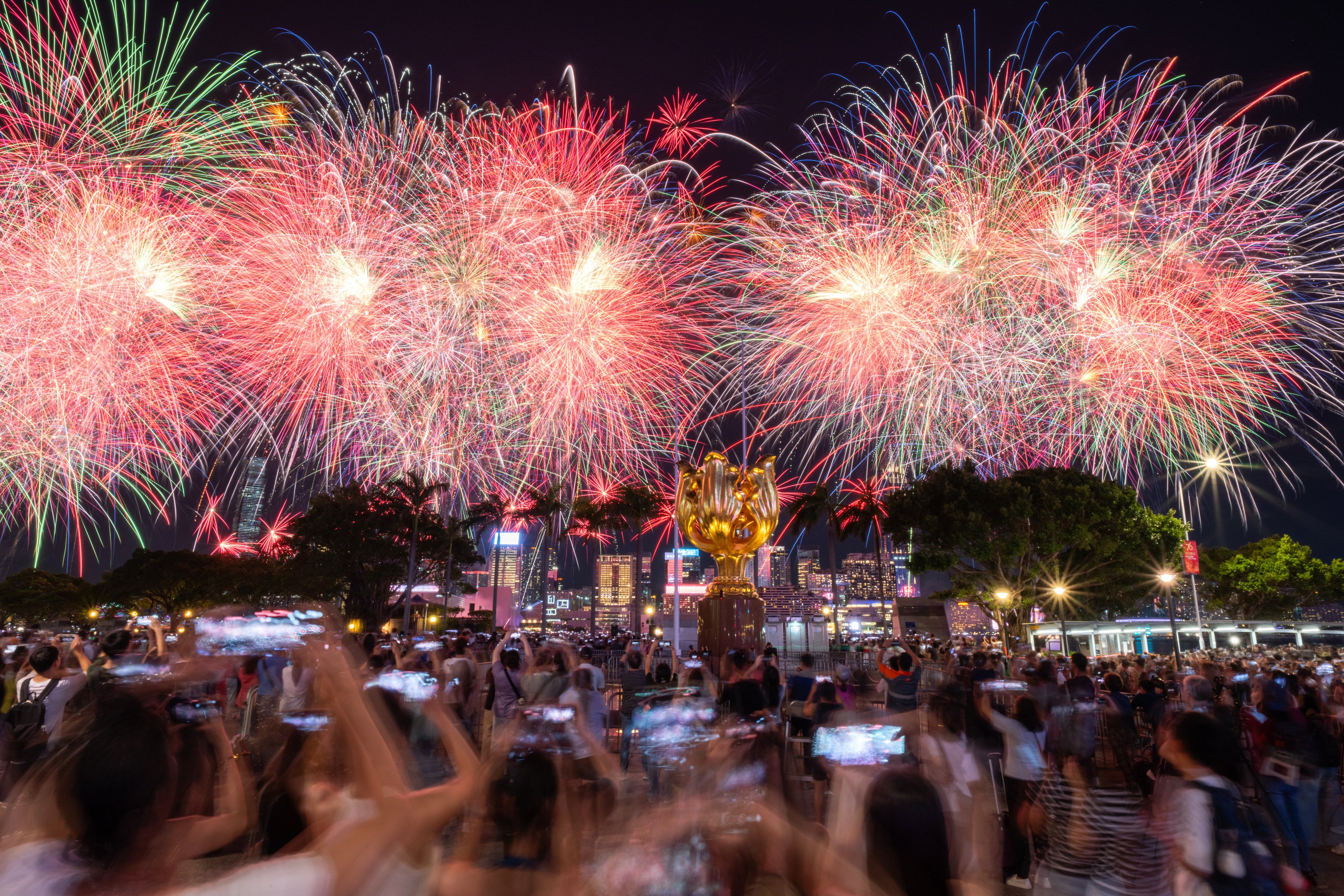 The 23-minute fireworks display on Wednesday night drew about 344,000 people to Victoria Harbour. Photo: Eugene Lee