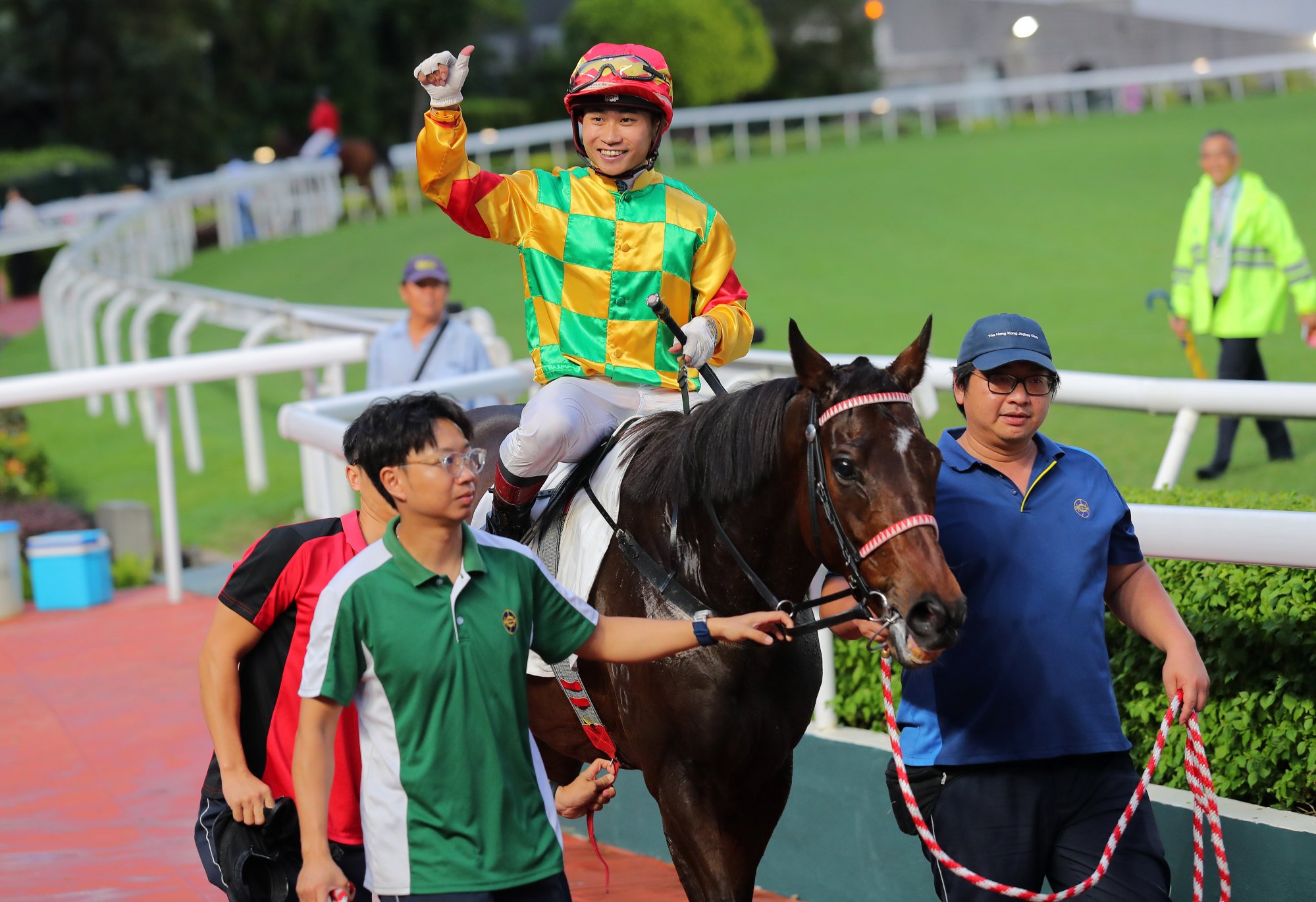 Dylan Mo is all smiles after booting home Mighty Strength. Dylan Mo is all smiles after booting home Mighty Strength.