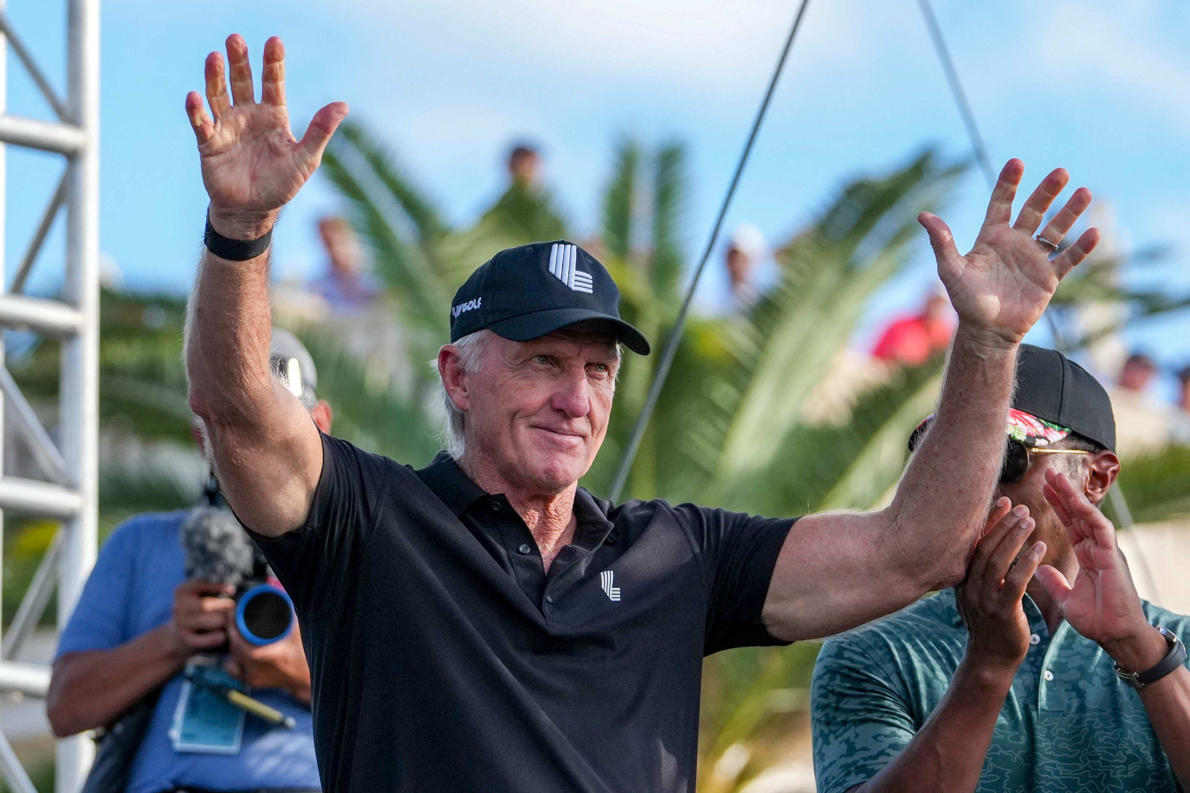 Greg Norman being introduced to the crowd at an LIV Golf event in Doral, Florida, in 2022. Photo: AFP