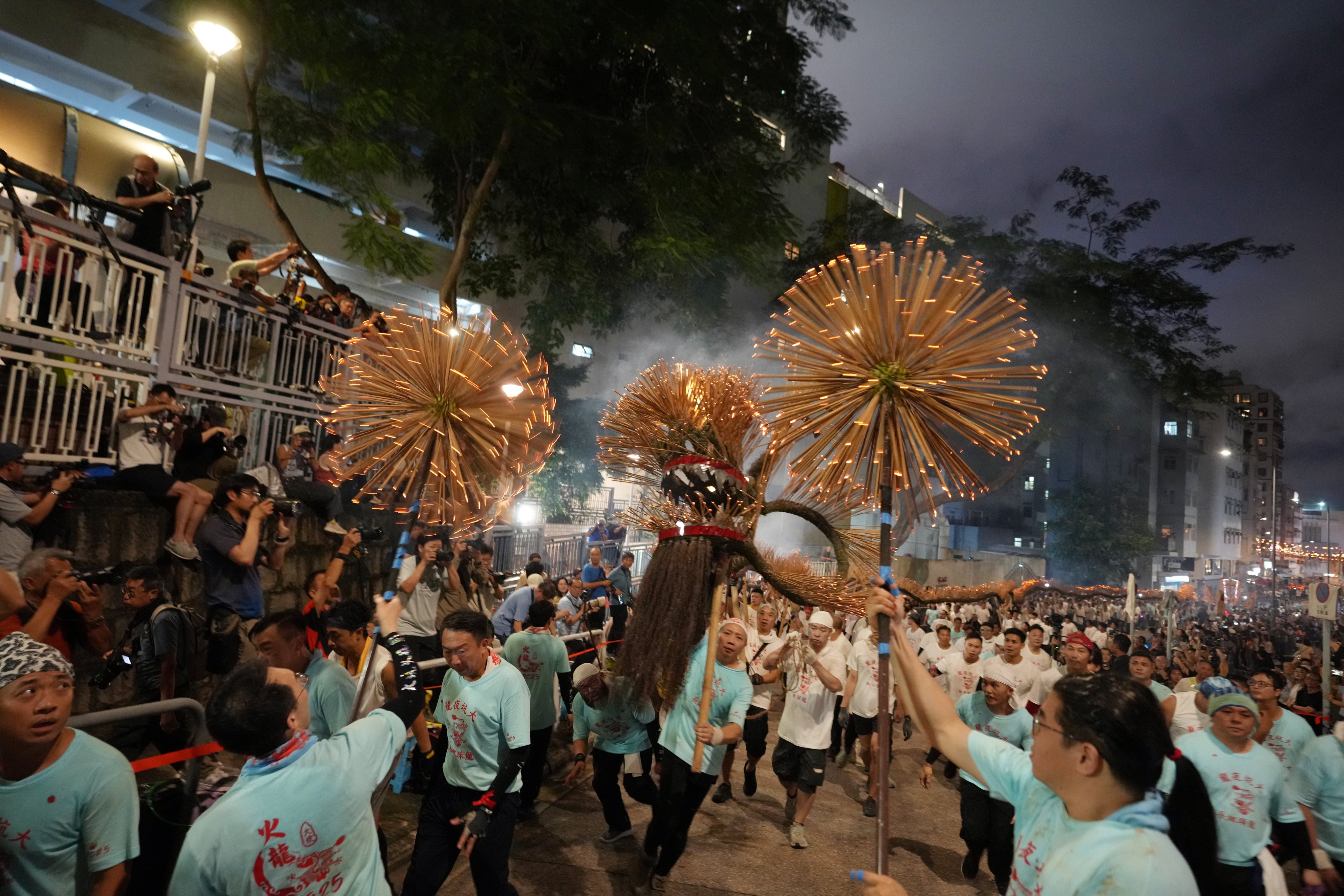 Troupe members perform on the first day of the Tai Hang Fire Dragon Dance celebration. Photo: Sam Tsang