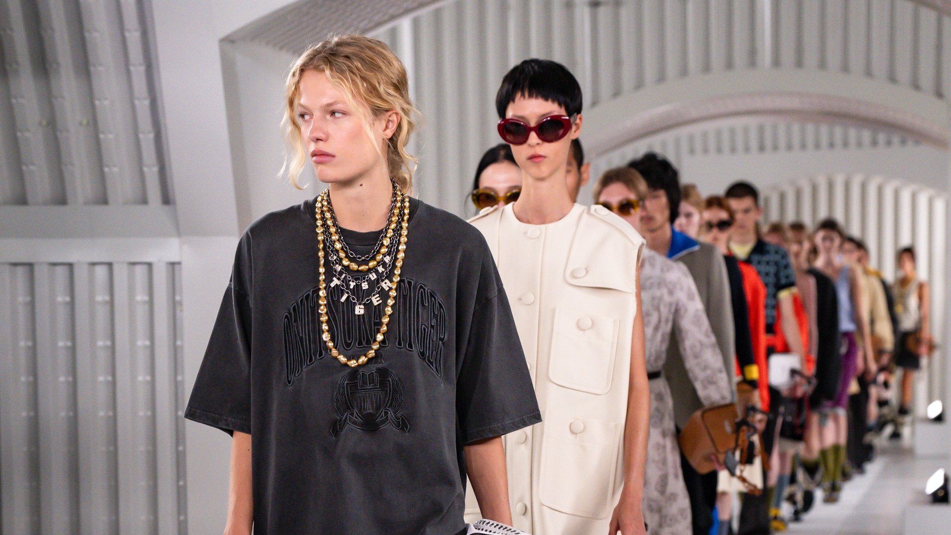 Onitsuka Tiger’s Urban Fantasy collection offers vintage-inspired crinkled shirts and blouses, dresses imagined from bodysuits, voluminous culottes, and knitted tops and shorts. Photo: Handout