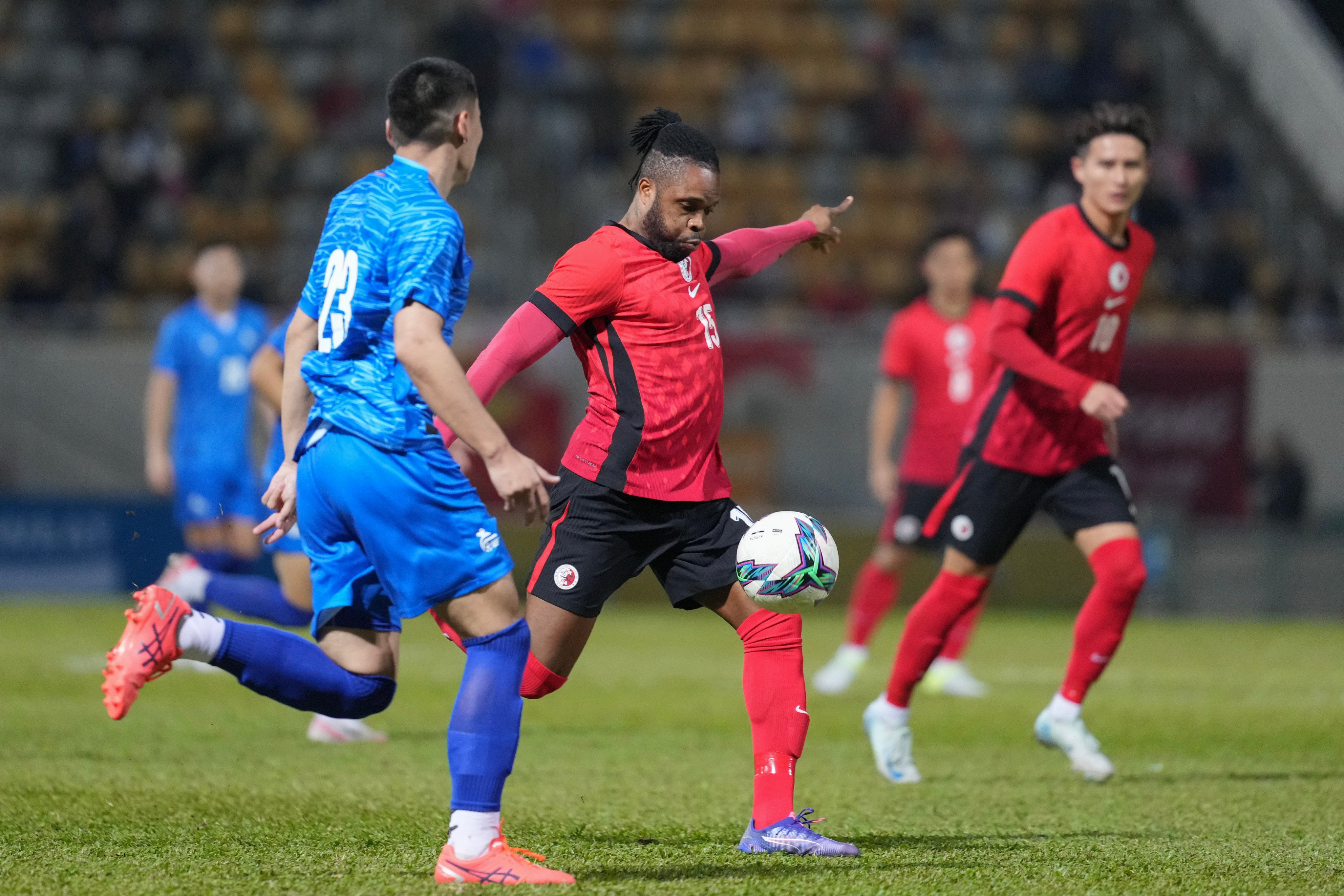 Mahama Awal takes aim against Mongolia in last year’s East Asian Championship qualifiers. Photo: Sam Tsang