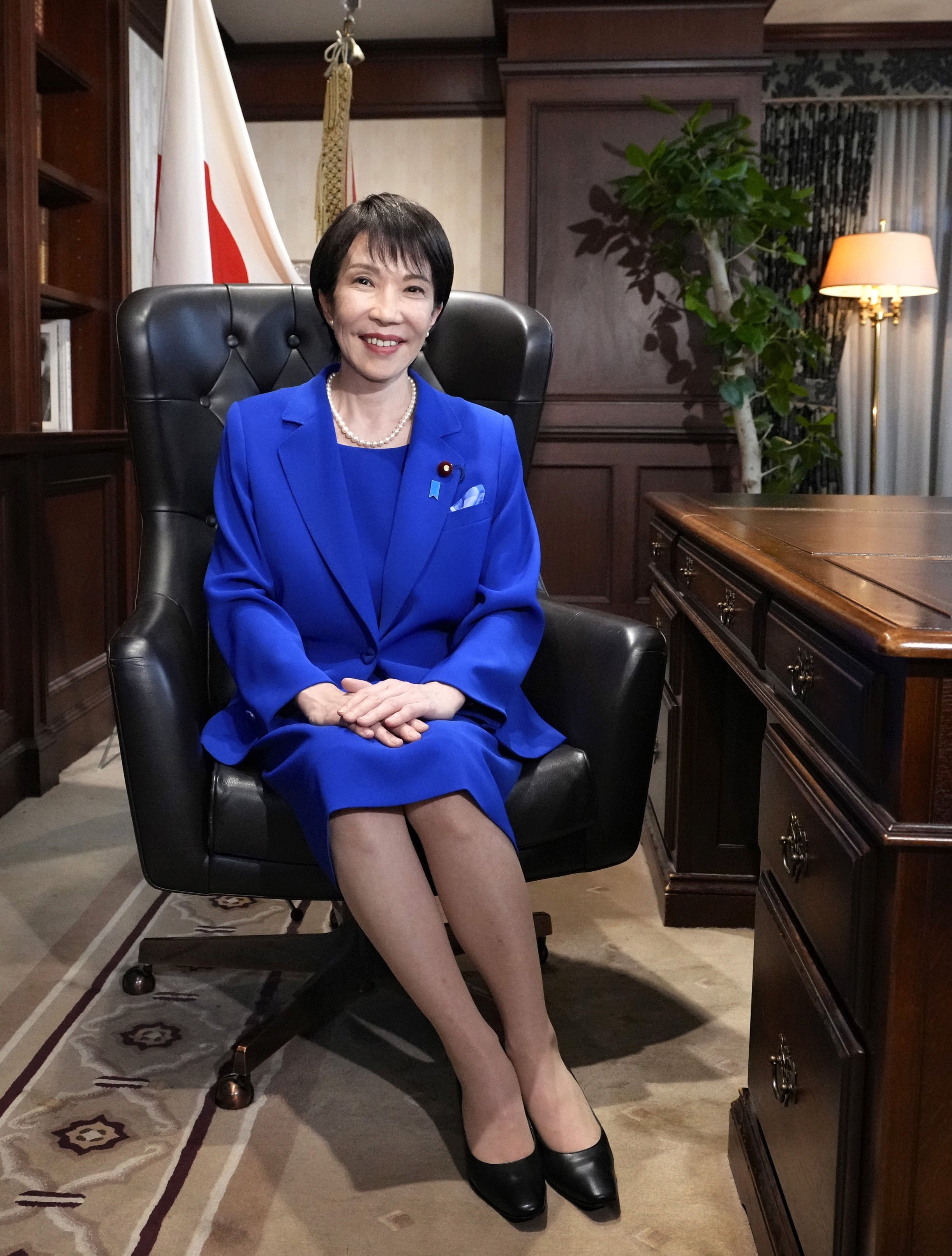 Sanae Takaichi, the newly elected leader of the Liberal Democratic Party, pictured in the ruling party’s headquarters in Tokyo on Saturday. Photo: Kyodo
