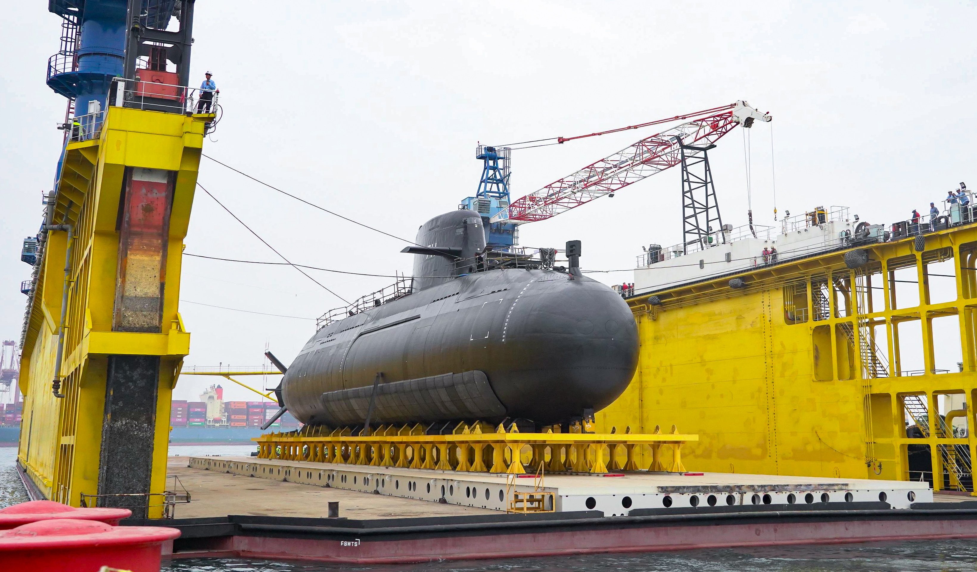 Taiwan’s first IDS submarine, the Hai Kun. Missed trial deadlines have prompted lawmakers to take a closer look at the programme, casting new doubts on deliveries. Photo: CSBC
