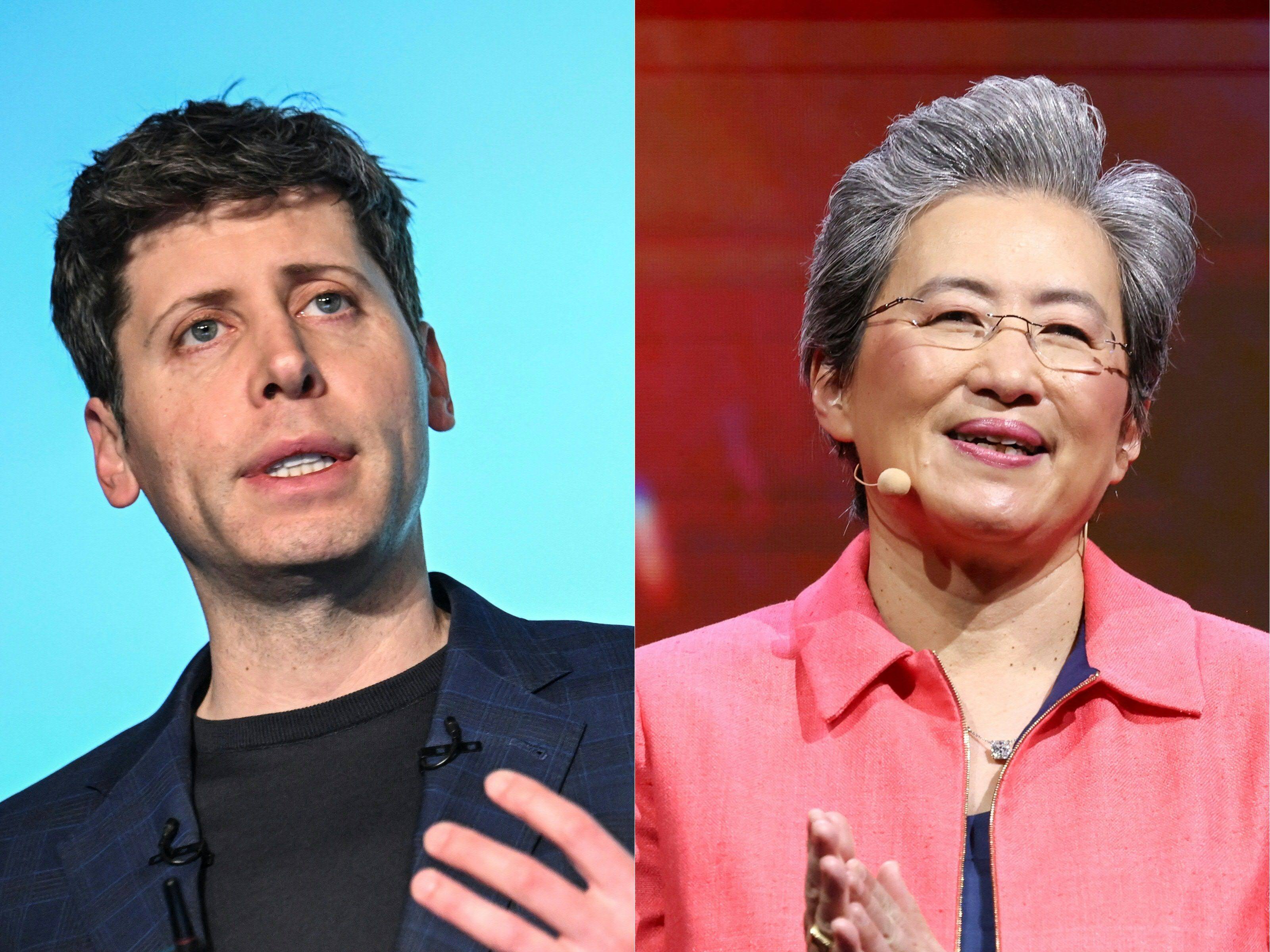 OpenAI CEO Sam Altman (left) and Lisa Su, chairwoman and CEO of AMD. Photo: AFP