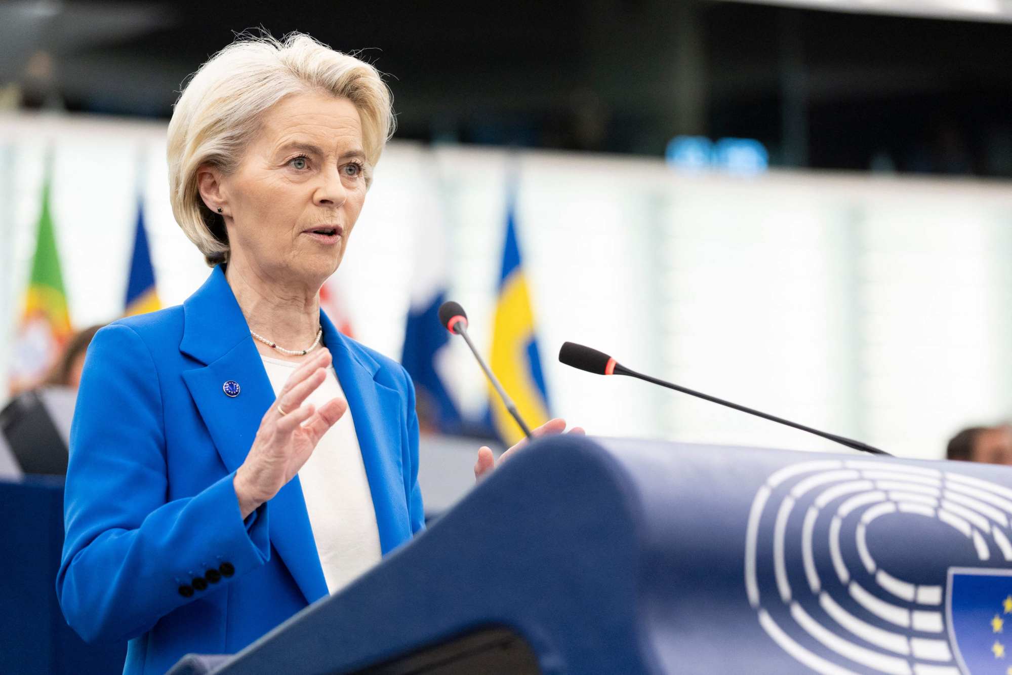 EU Commission President Ursula von der Leyen has warned of the damaging impact of global overcapacity. Photo: AFP EU Commission President Ursula von der Leyen has warned of the damaging impact of global overcapacity. Photo: AFP