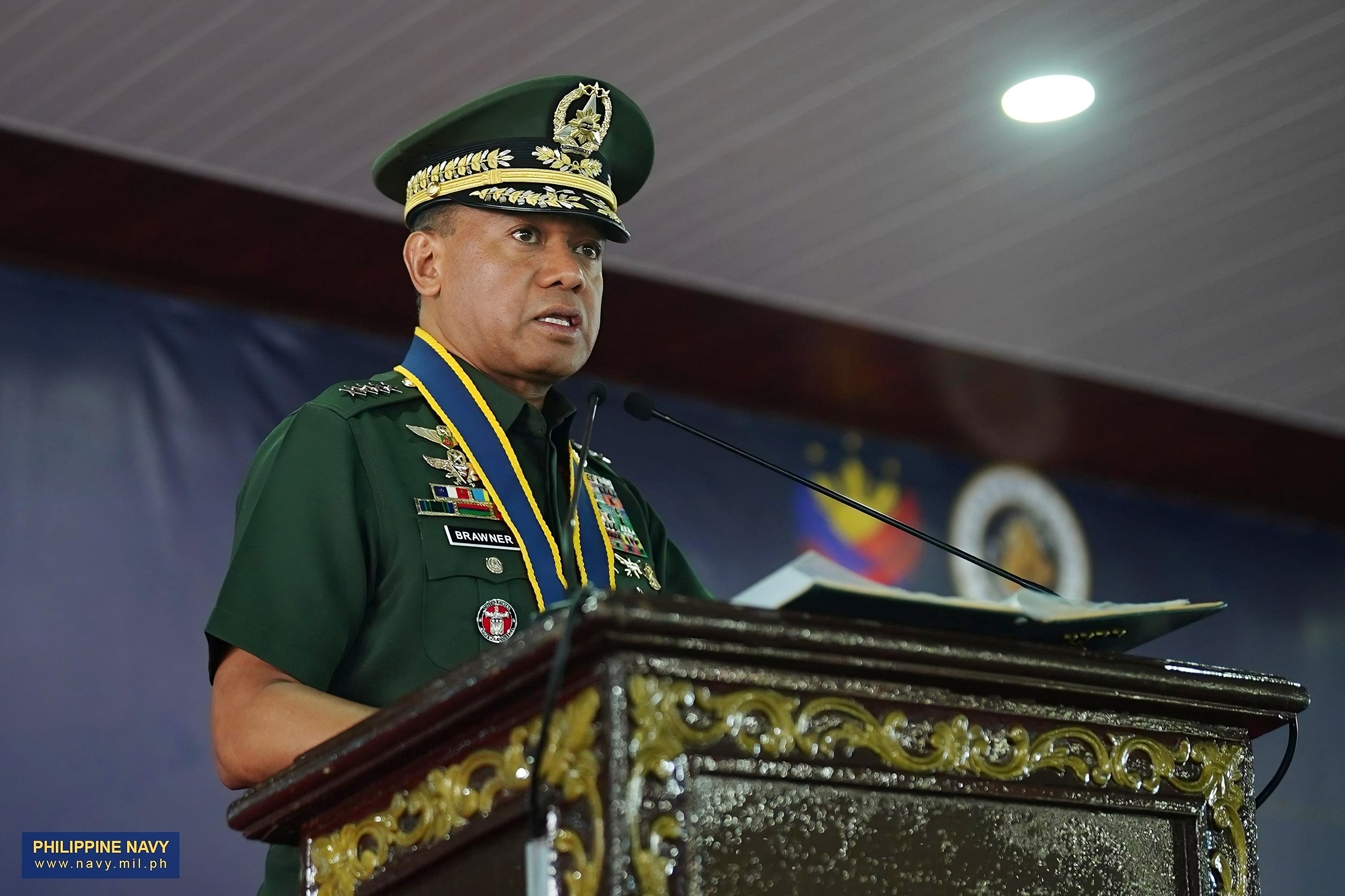 Philippine Armed Forces Chief of Staff Romeo Brawner Jnr during an event last month. Photo: Facebook/Philippine Navy