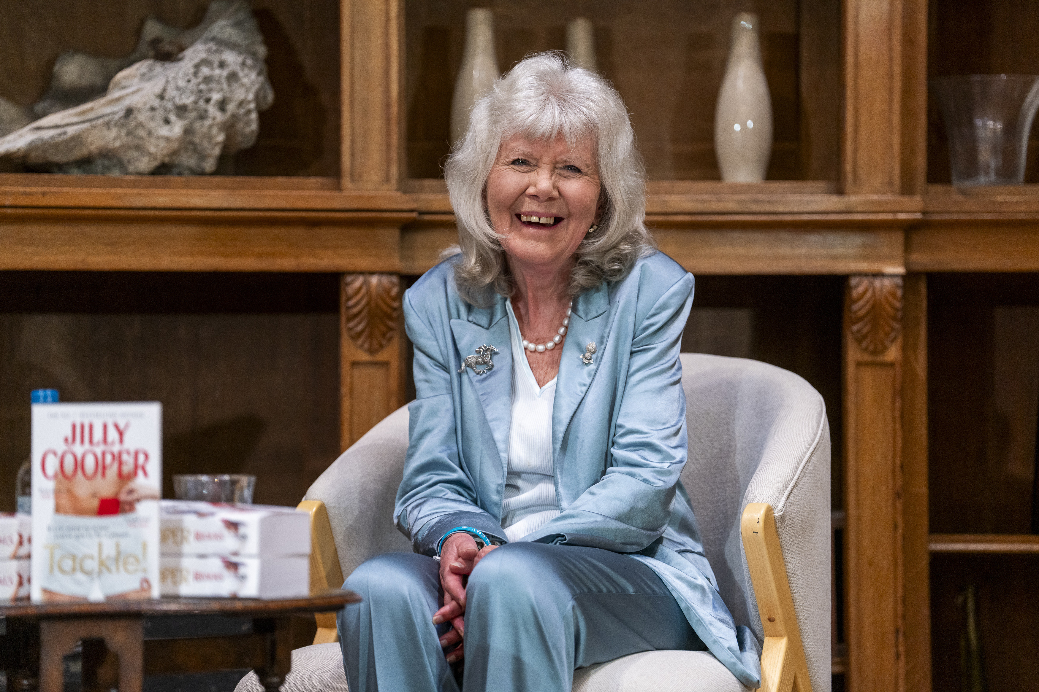 British author Jilly Cooper at The Queen’s Reading Room Festival, a literary event celebrating the power and benefits of reading.   Cooper has died at the age of 88. Photo: Lucy Ray Media Assignments / PA Wire / dpa