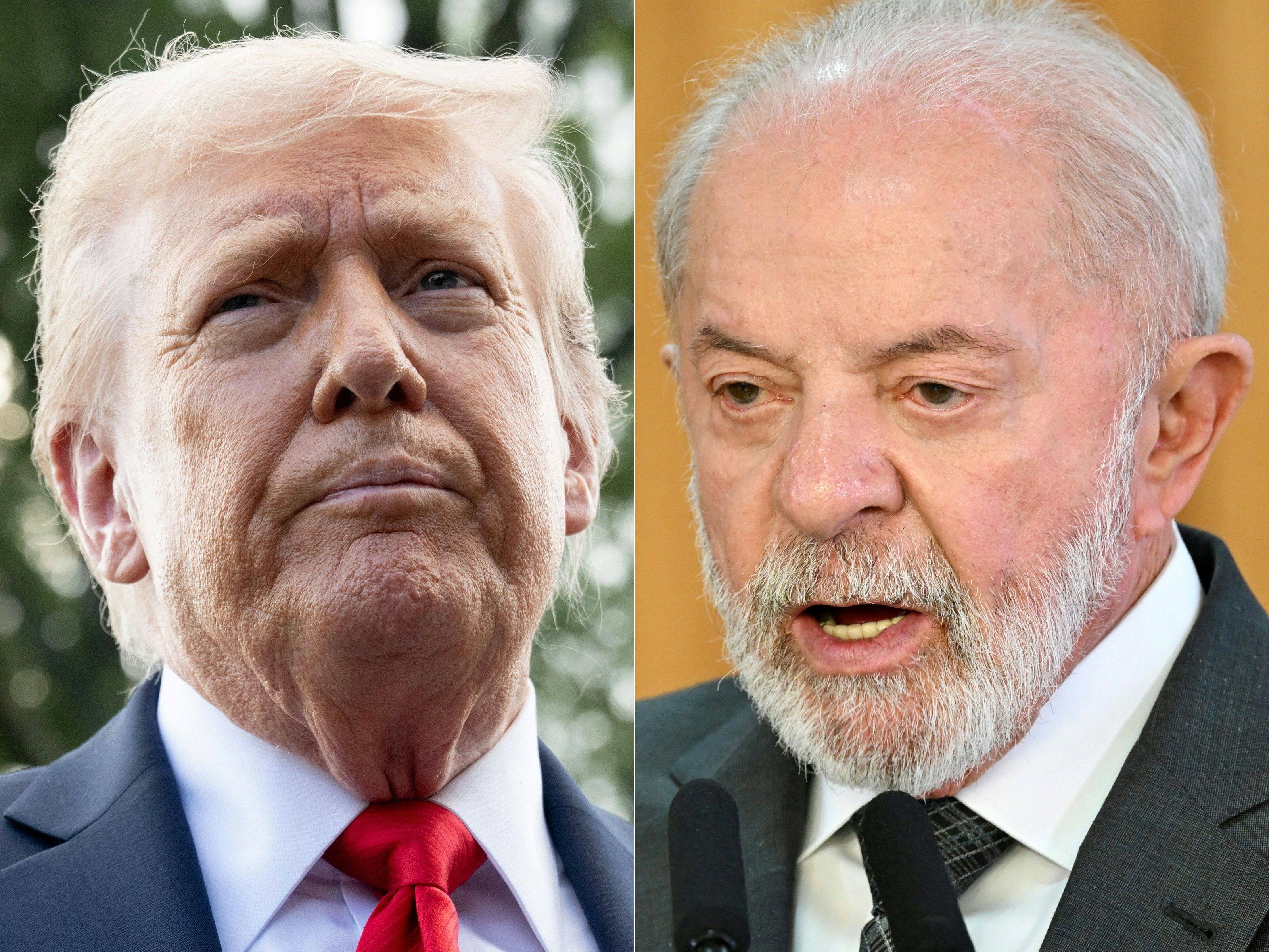 Brazilian President Luiz Inacio Lula da Silva urged US President Donald Trump to lift punitive trade tariffs in their first official talks Monday after months of animosity. Photo: AFP