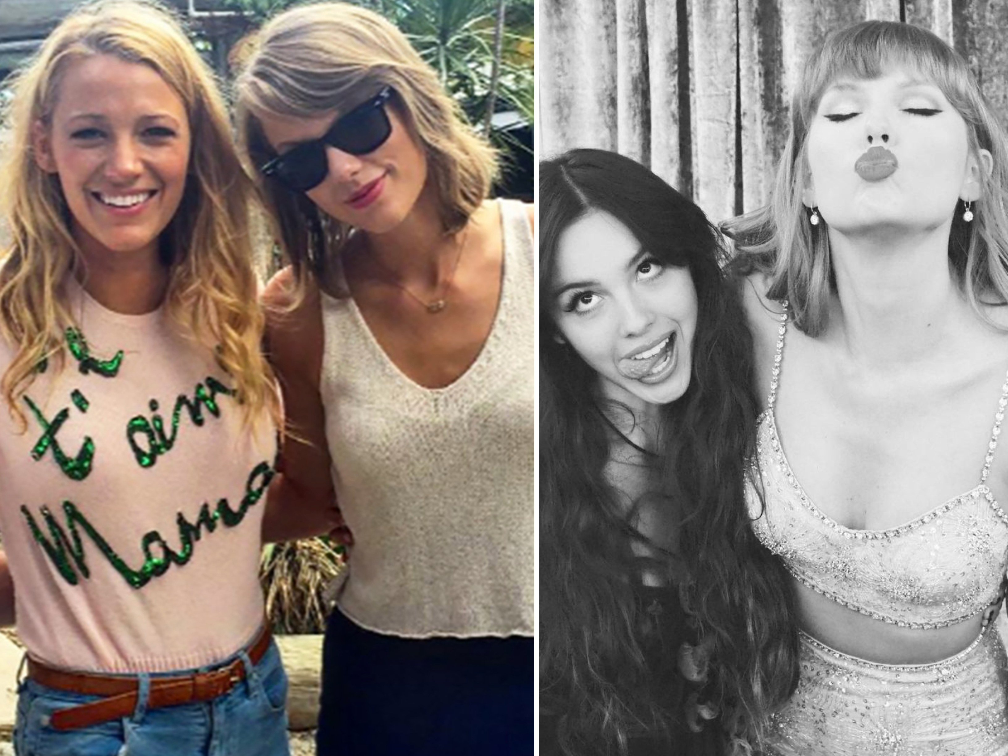 Taylor Swift with Blake Lively, and with Olivia Rodrigo. Photos: Instagram