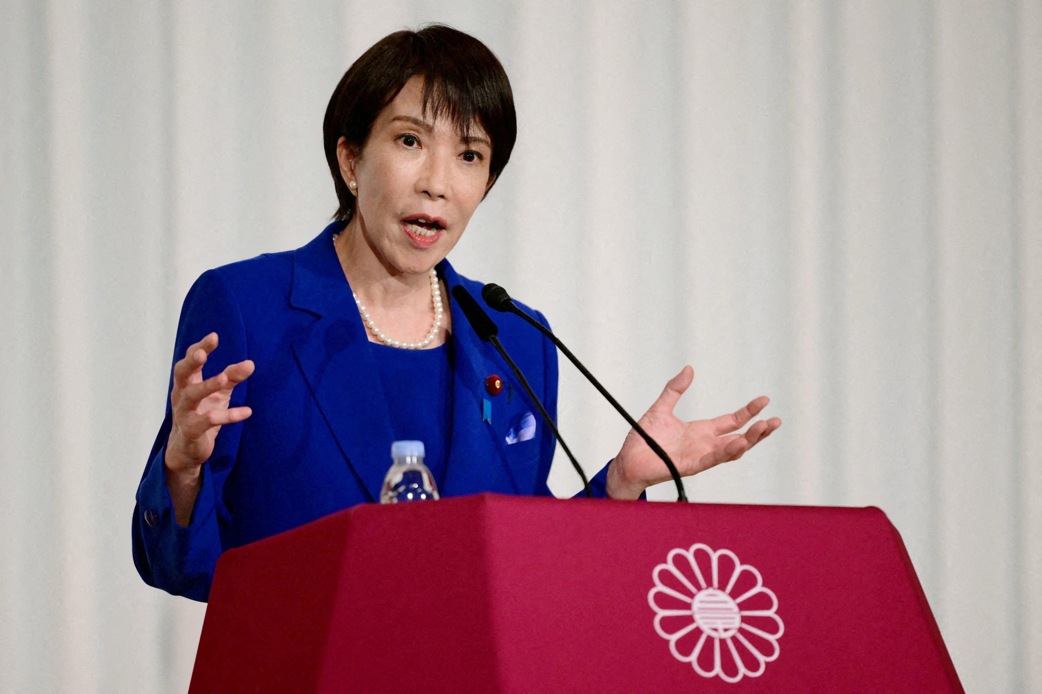 Sanae Takaichi, the newly elected leader of Japan’s ruling Liberal Democratic Party, holds a press conference in Tokyo, on October 4. Photo: Reuters