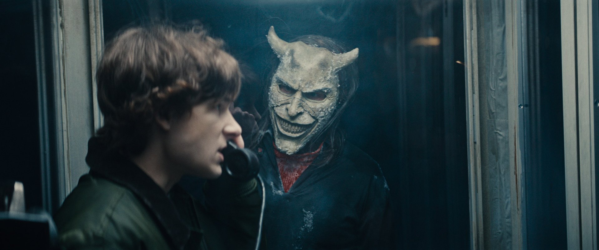 Mason Thames (left) and Ethan Hawke in a still from Black Phone 2 (category III), directed by Scott Derrickson. Madeleine McGraw co-stars.