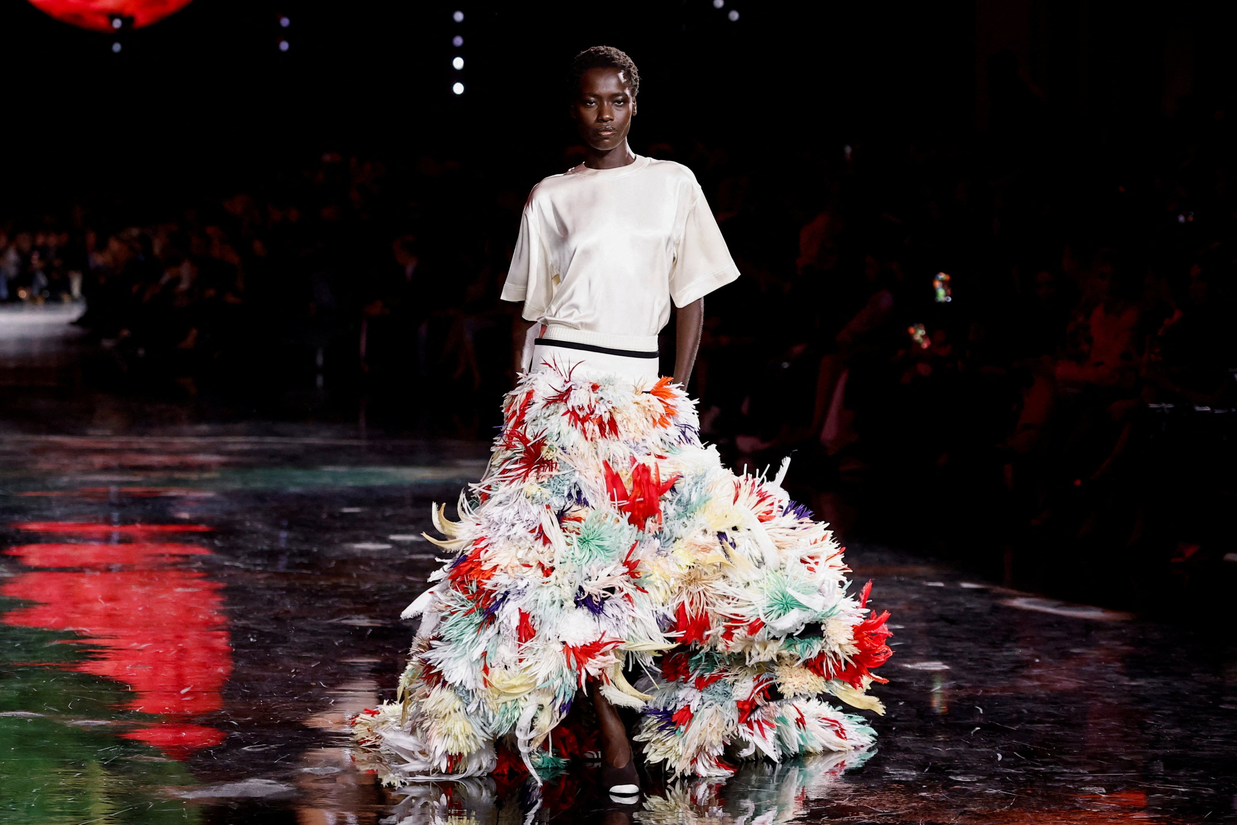 Model Awar Odhiang on the runway for Matthieu Blazy’s spring/summer 2026 women’s ready-to-wear collection show for Chanel during Paris Fashion Week in Paris, France, on October 6. Photo: Reuters