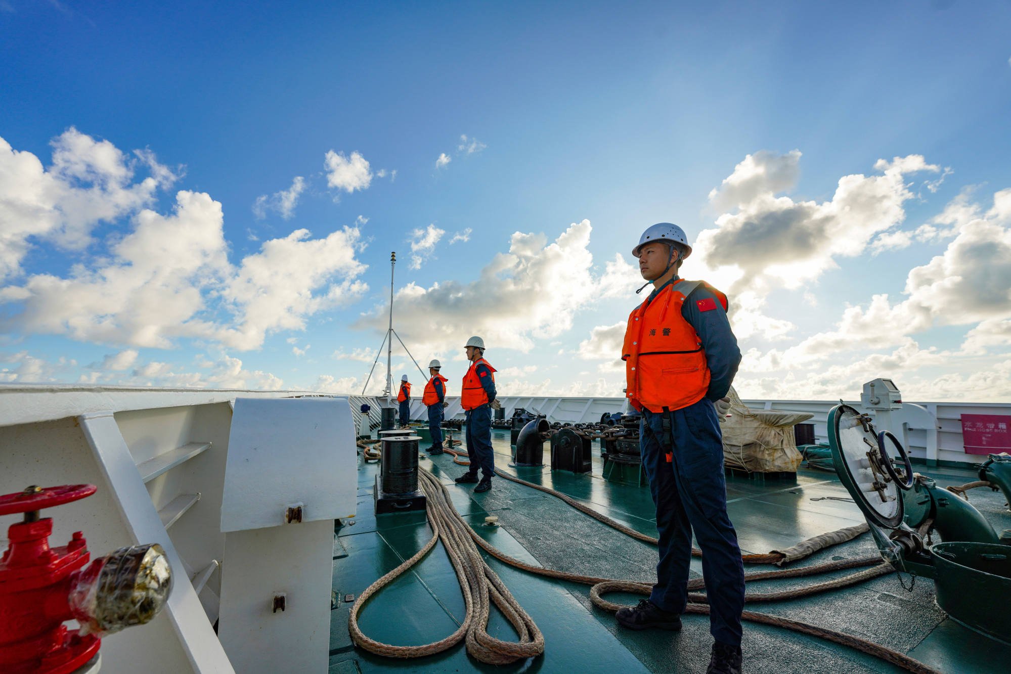 Law enforcers stand duty on the China Coast Guard vessel Huayang in the South China Sea, in August. Photo: Xinhua Law enforcers stand duty on the China Coast Guard vessel Huayang in the South China Sea, in August. Photo: Xinhua