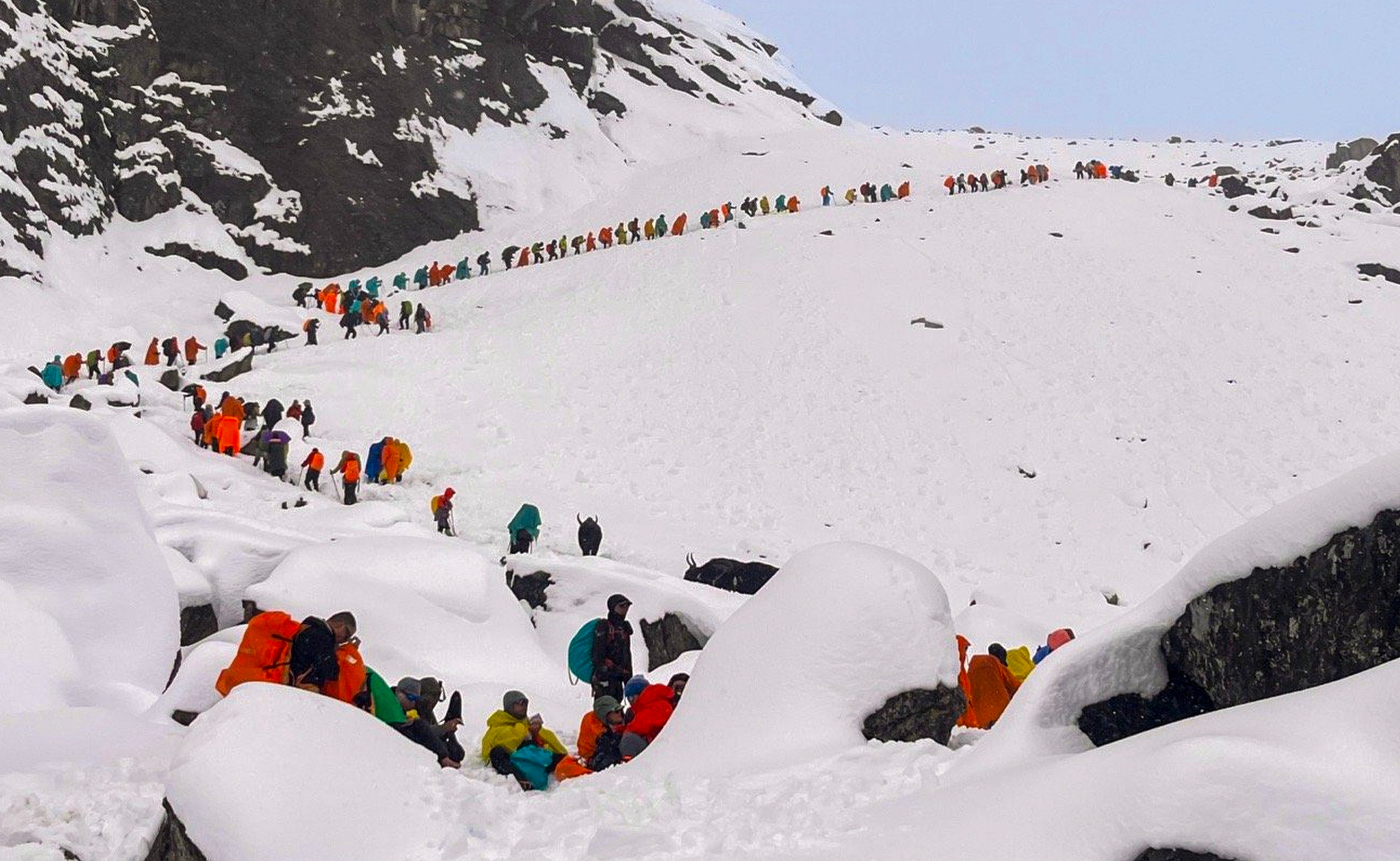 Hikers stranded on the eastern slopes of Mount Everest have been guided to safety by rescuers, according to officials from Tingri county in Shigatse city, Tibet. Photo: Handout