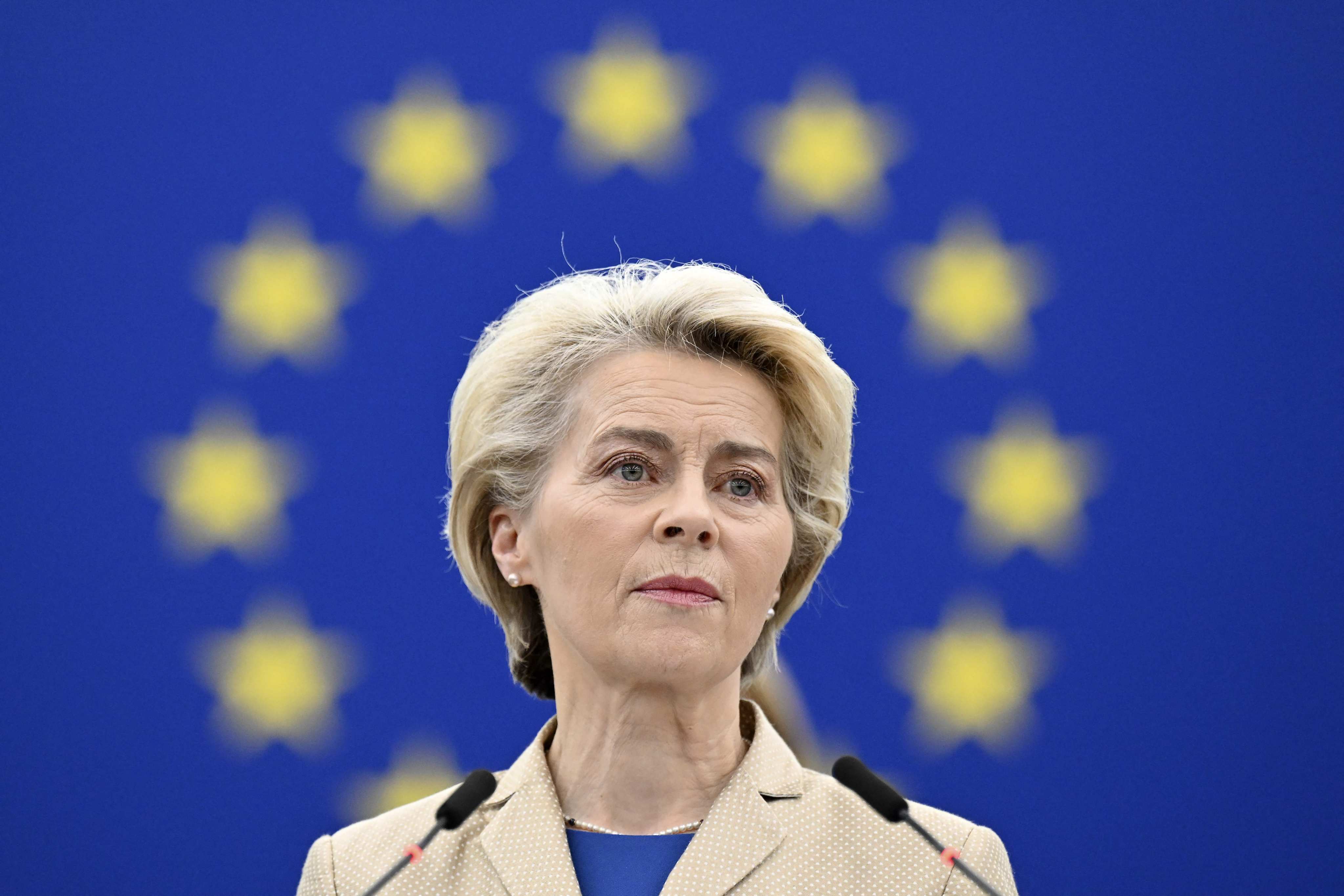 European Commission President Ursula von der Leyen faced two confidence votes on Thursday, highlighting tensions within the assembly, though her leadership remains secure. Photo: AFP