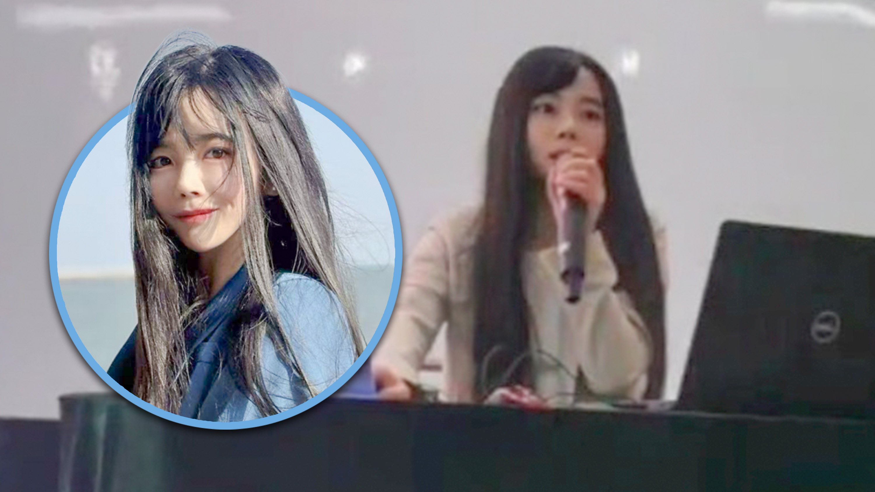 A young associate professor at a university in China has attracted attention for her lecture on generative AI and her striking appearance. Photo: SCMP composite/Douyin/gyy.buaa.edu.cn