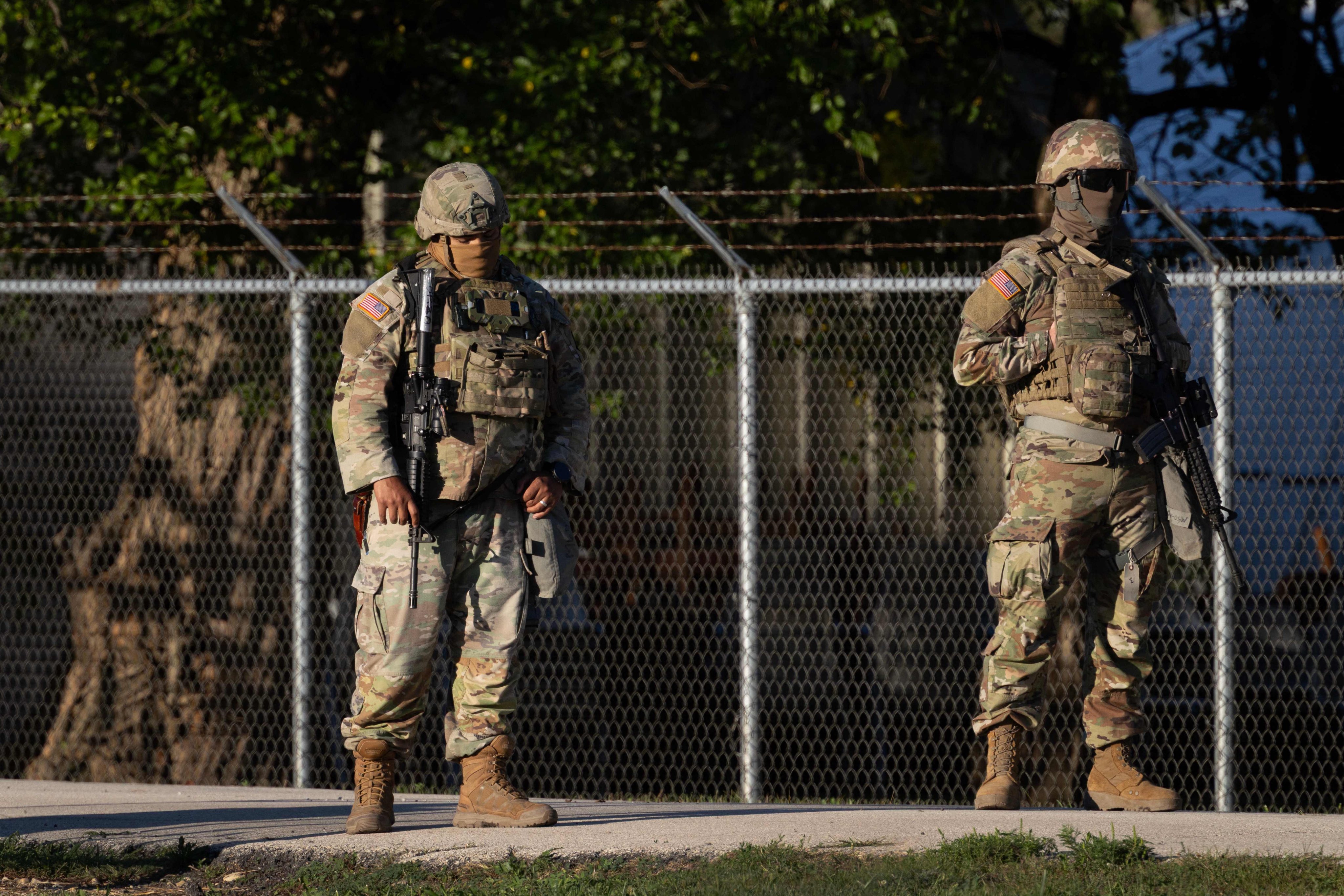 Members of the Texas National Guard at an army reserve training facility in Elwood, Illinois. Photo: AFP