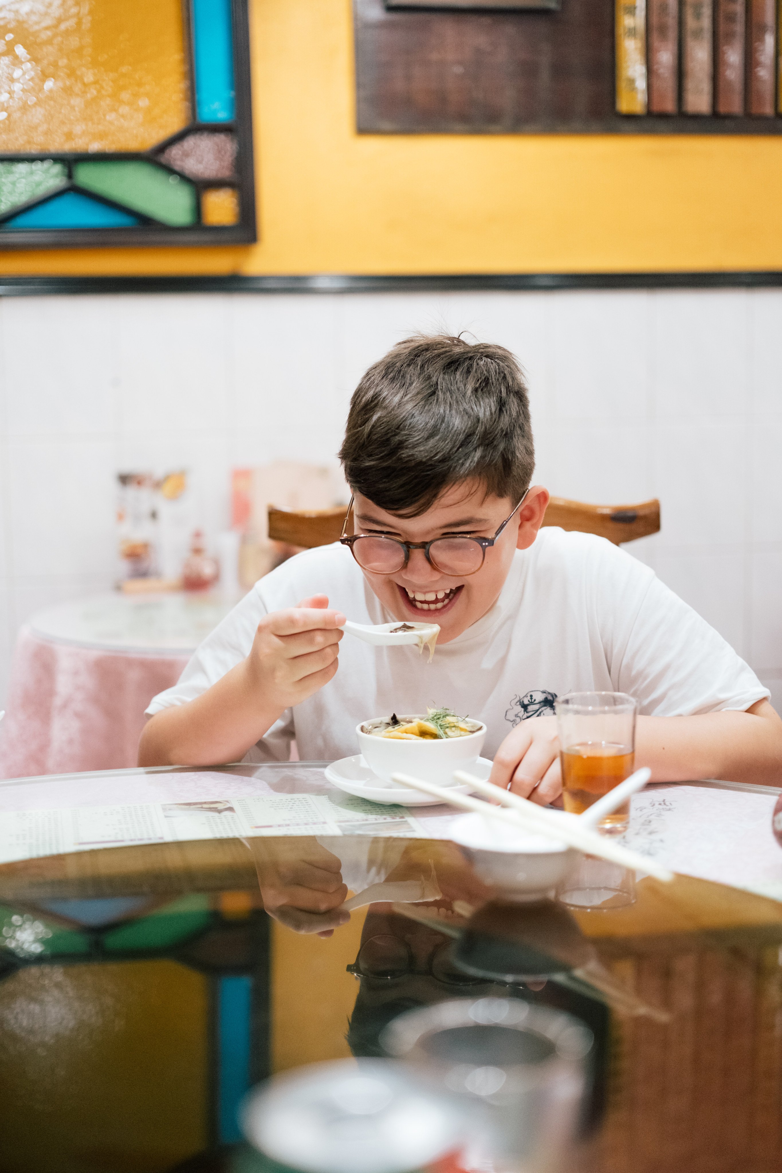 Gustav, a tourist from Germany, tucks into snake soup at Ser Wong Fun in Hong Kong. Photo: Sarah Kohler