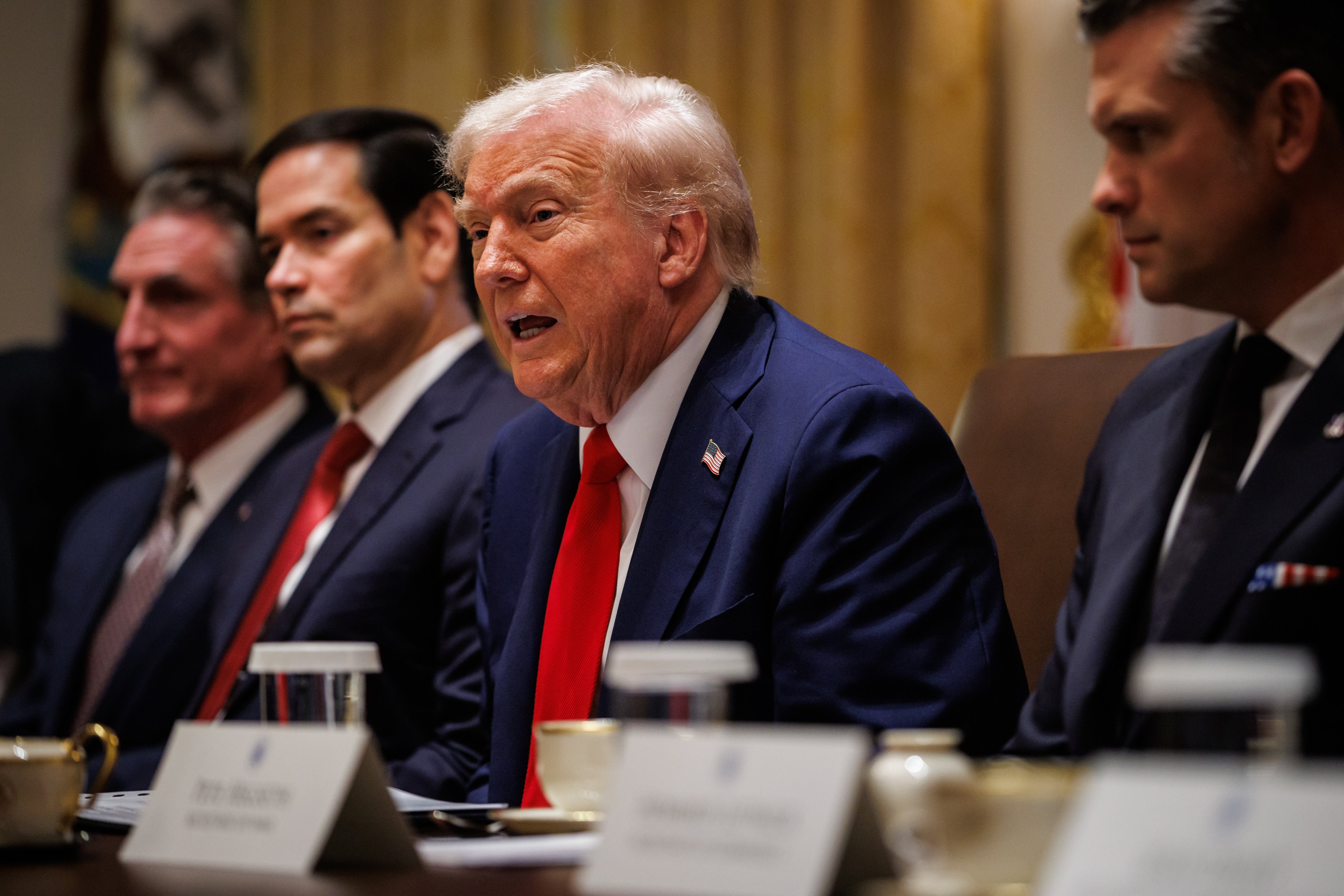 US President Donald Trump speaks during a cabinet meeting at the White House on Thursday. Photo:  EPA