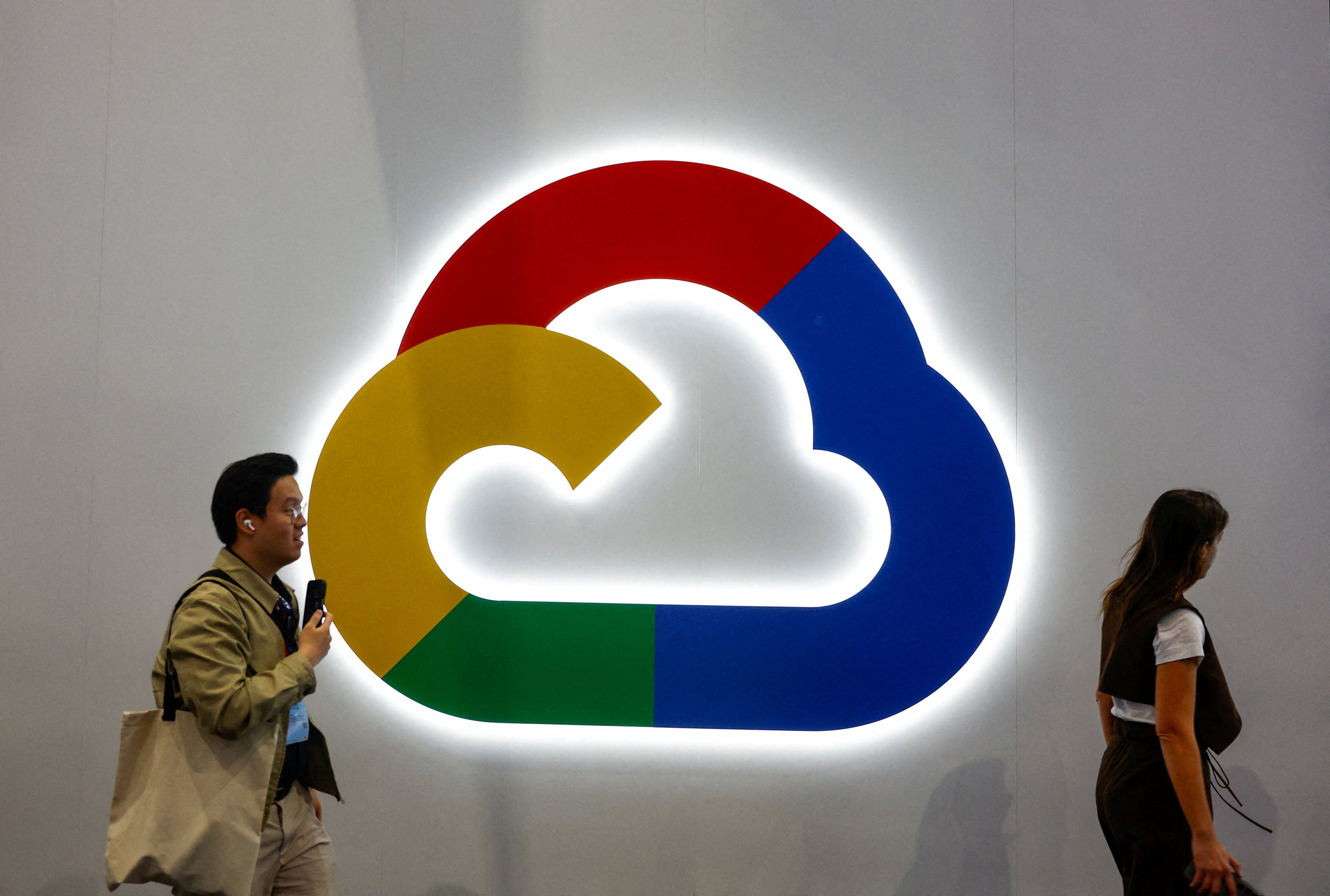 The Google Cloud logo is displayed at the Mobile World Congress in Barcelona in March 2025. Photo: Reuters