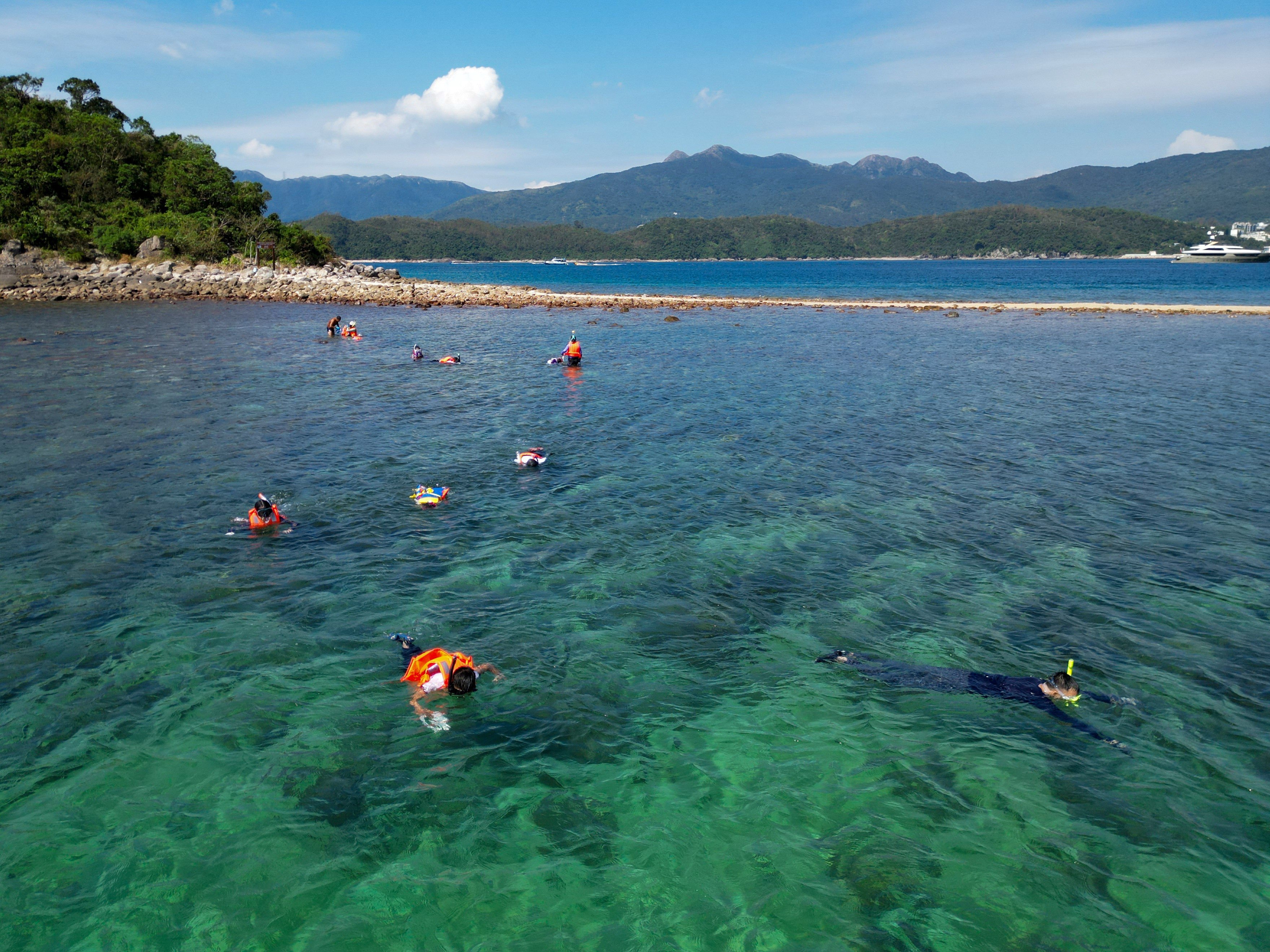 Tourists swim at Sharp Island during the “golden week” holiday. Photo: Dickson Lee