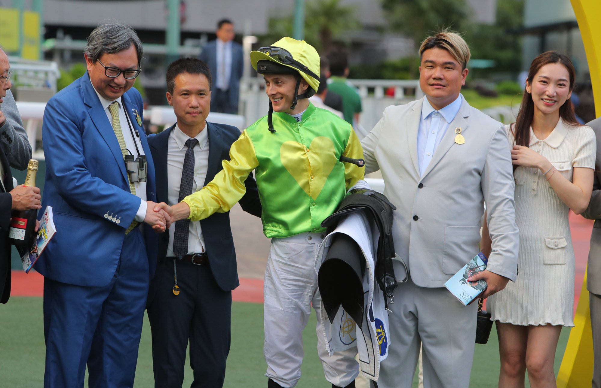 Jockey Harry Bentley with connections of Tomodachi Kokoroe.