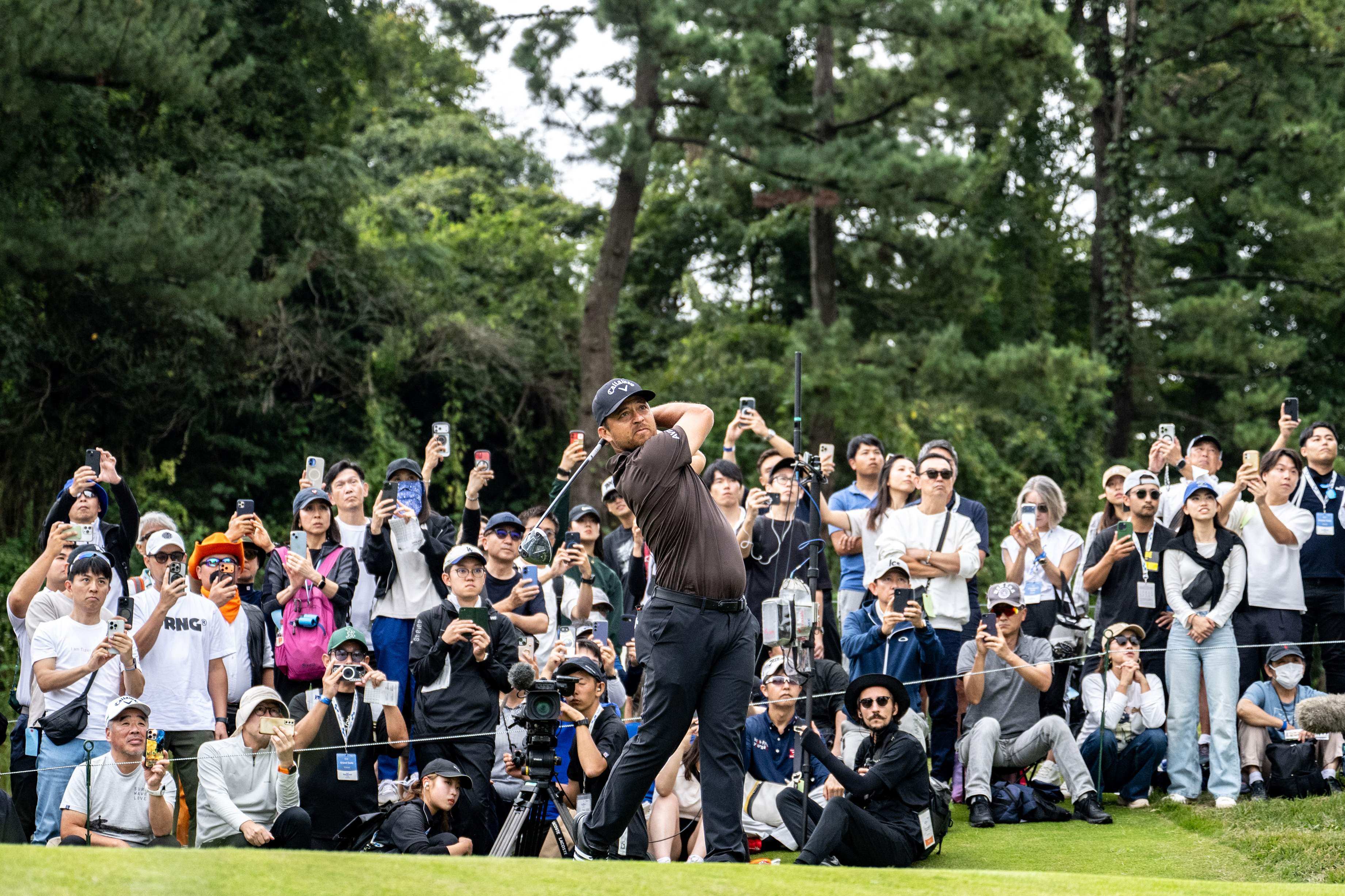 Xander Schauffele plays a tee shot during the final round of the Baycurrent Classic in Yokohama on Sunday. Photo: AFP