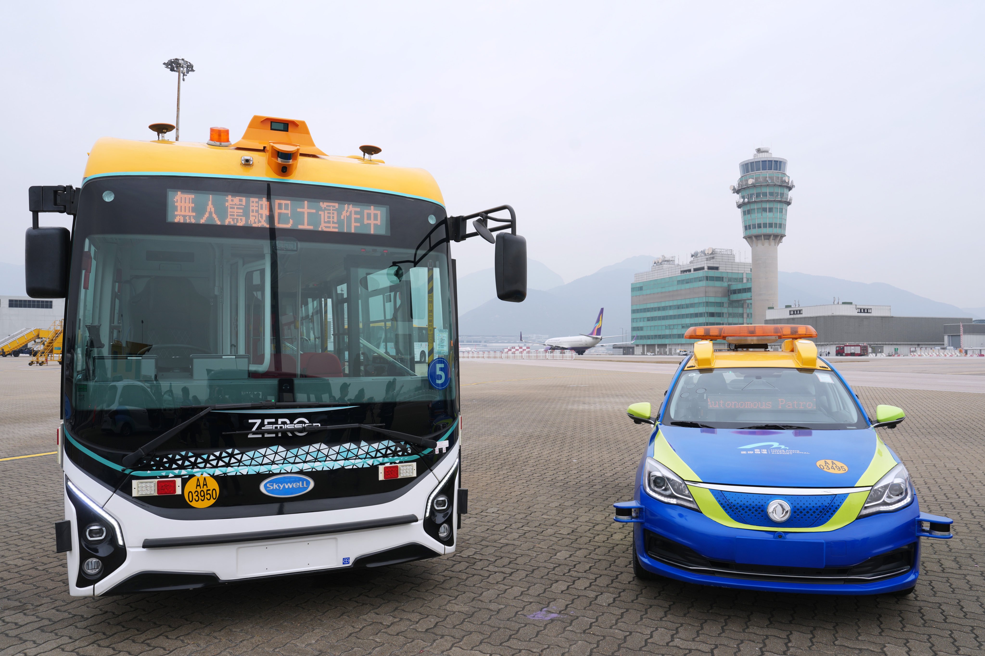 Autonomous vehicles have been in use night and day at Hong Kong International Airport since 2024. Photo: Elson Li