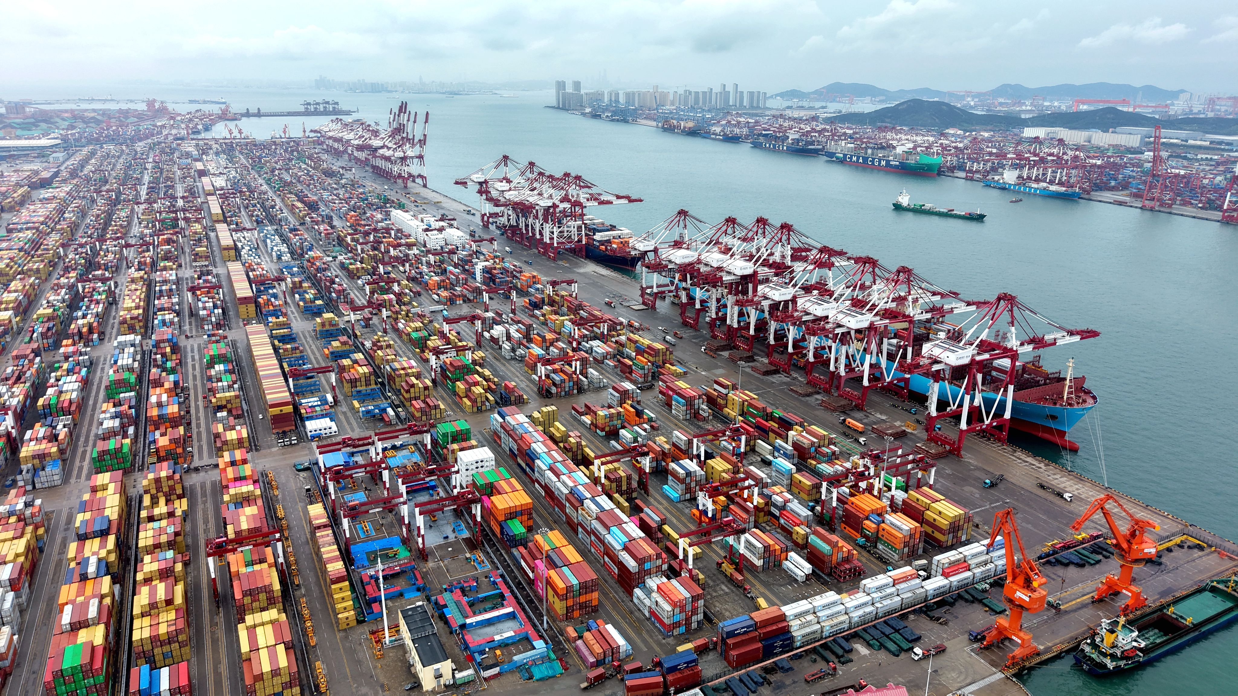 A view of a container terminal at Qingdao Port in Qingdao, in eastern China’s Shandong province, on Monday. Photo: EPA/Xinhua