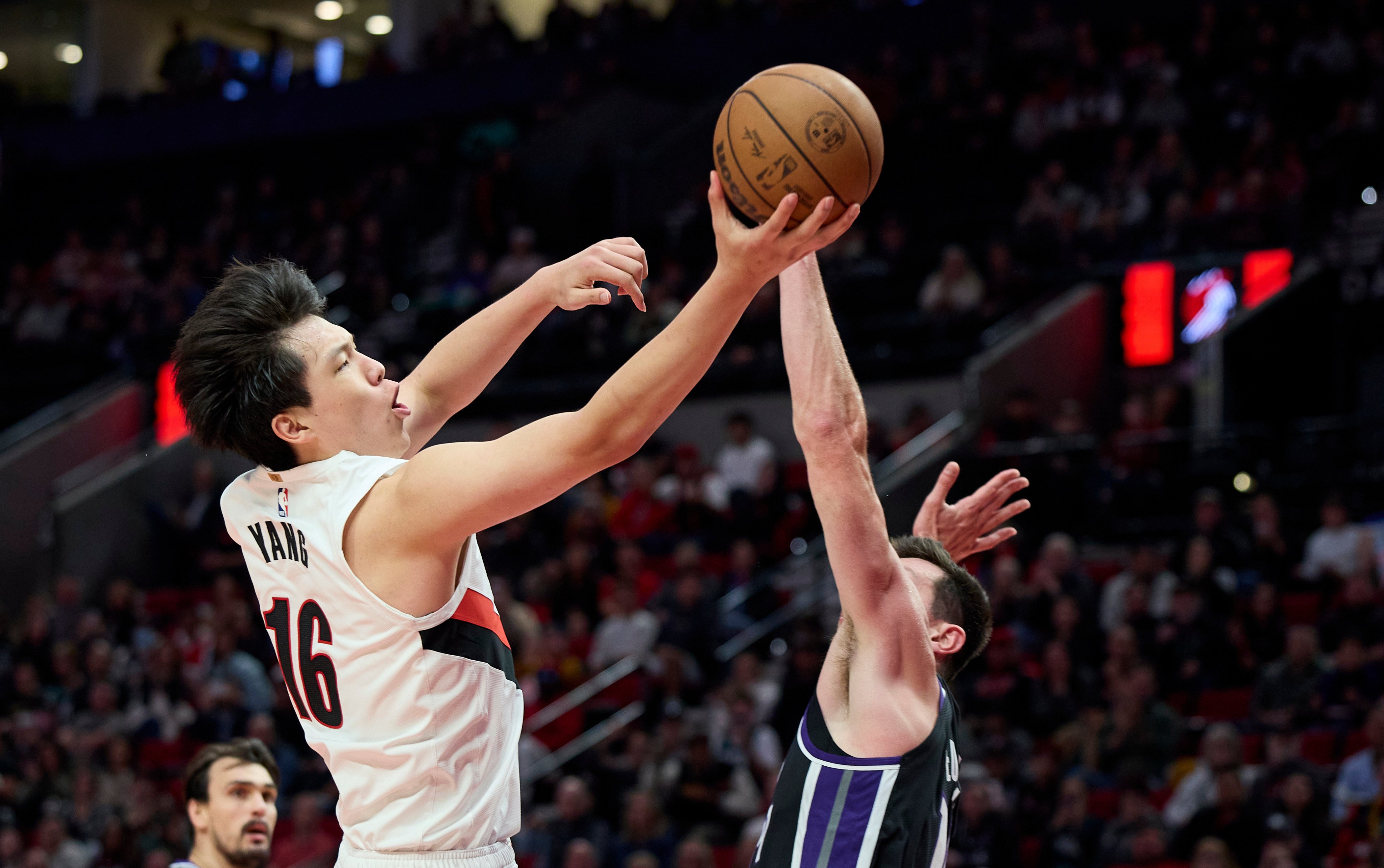 The Portland Trail Blazers could be among the teams interested in playing in the NBA China Games now they have China’s Yang Hansen (left) on their books. Photo: AP