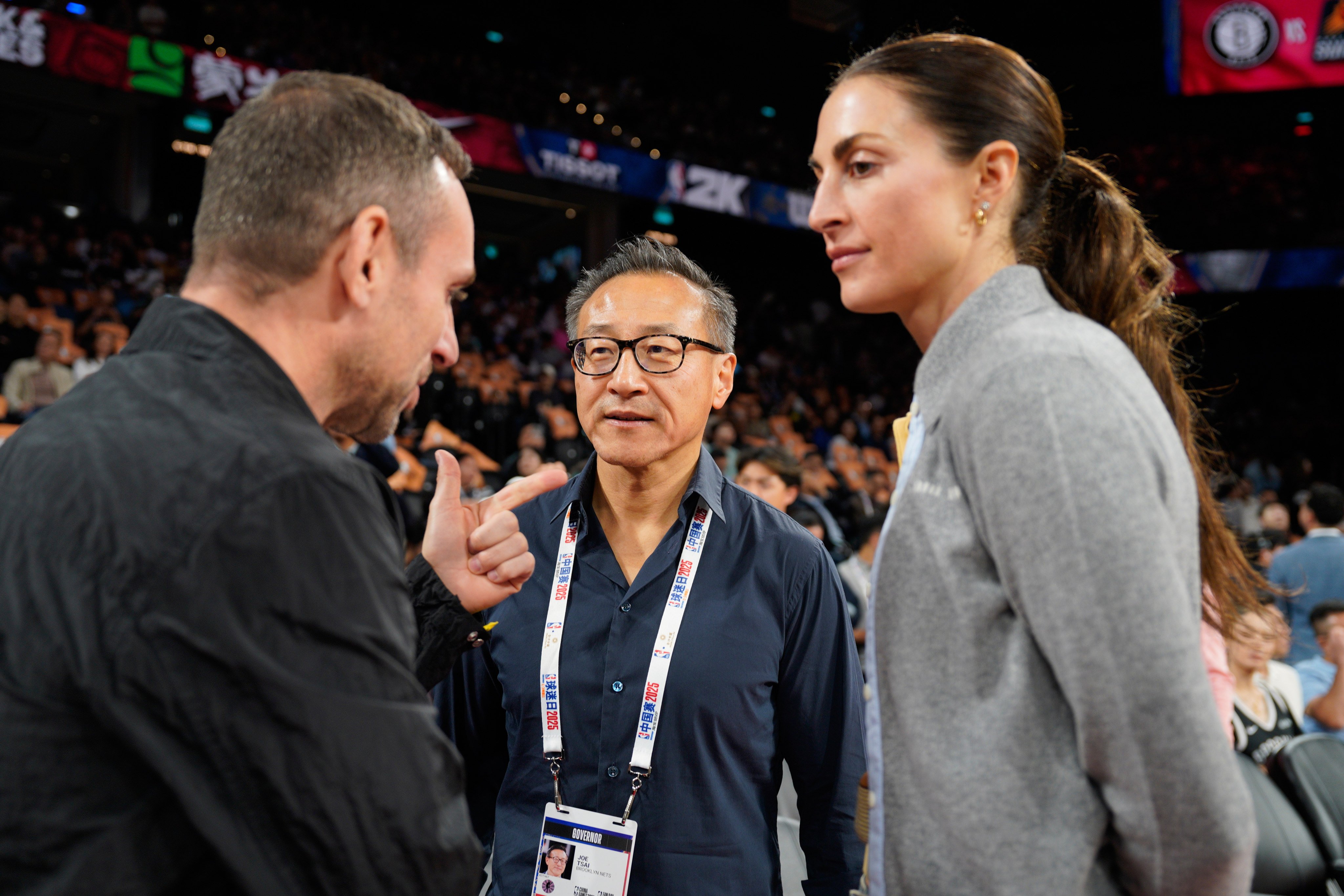 Alibaba chairman Joe Tsai appears at a game of the NBA team he owns, the Brooklyn Nets, in Macau on October 10, 2025. Photo: AP Photo