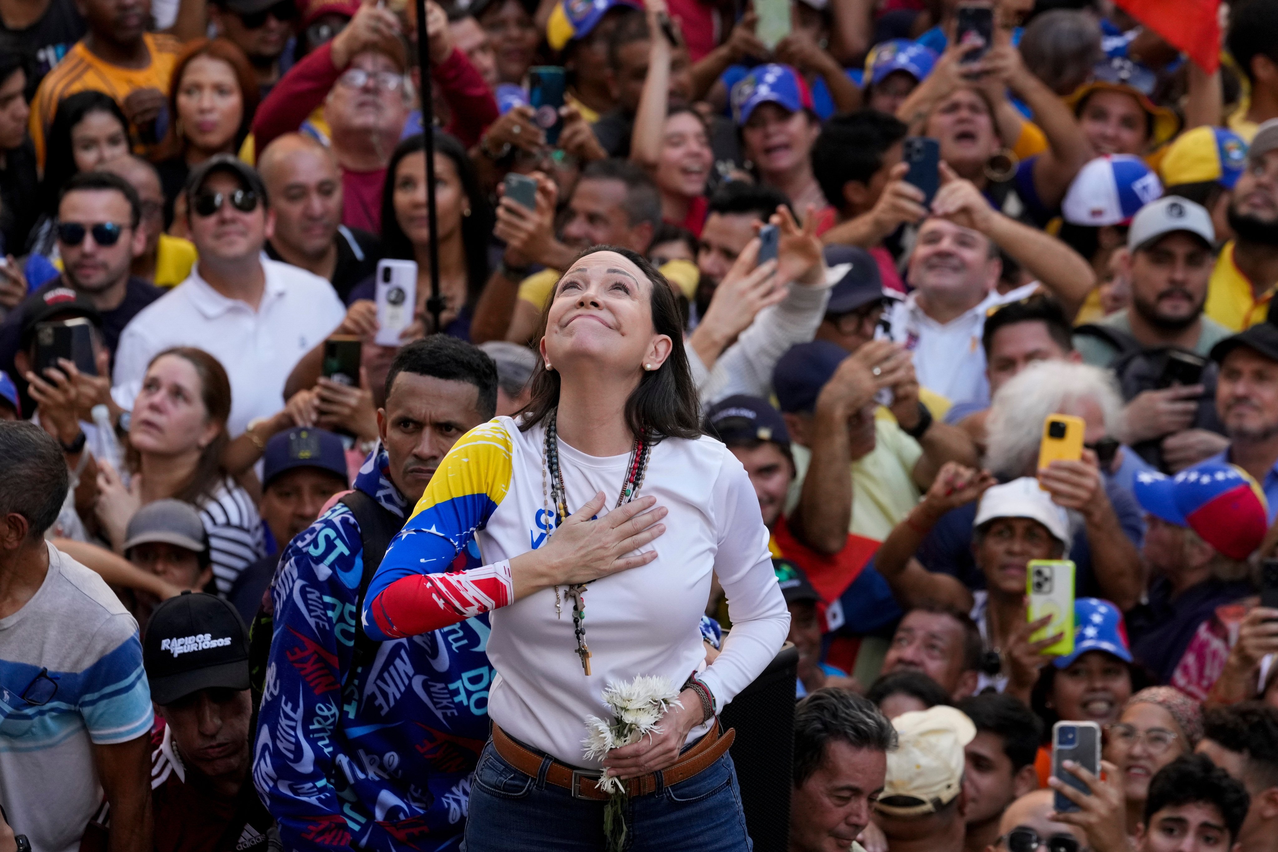 Venezuelan opposition leader Maria Corina Machado addresses supporters at an anti-government rally in Caracas, Venezuela, on January 9. Photo: AP