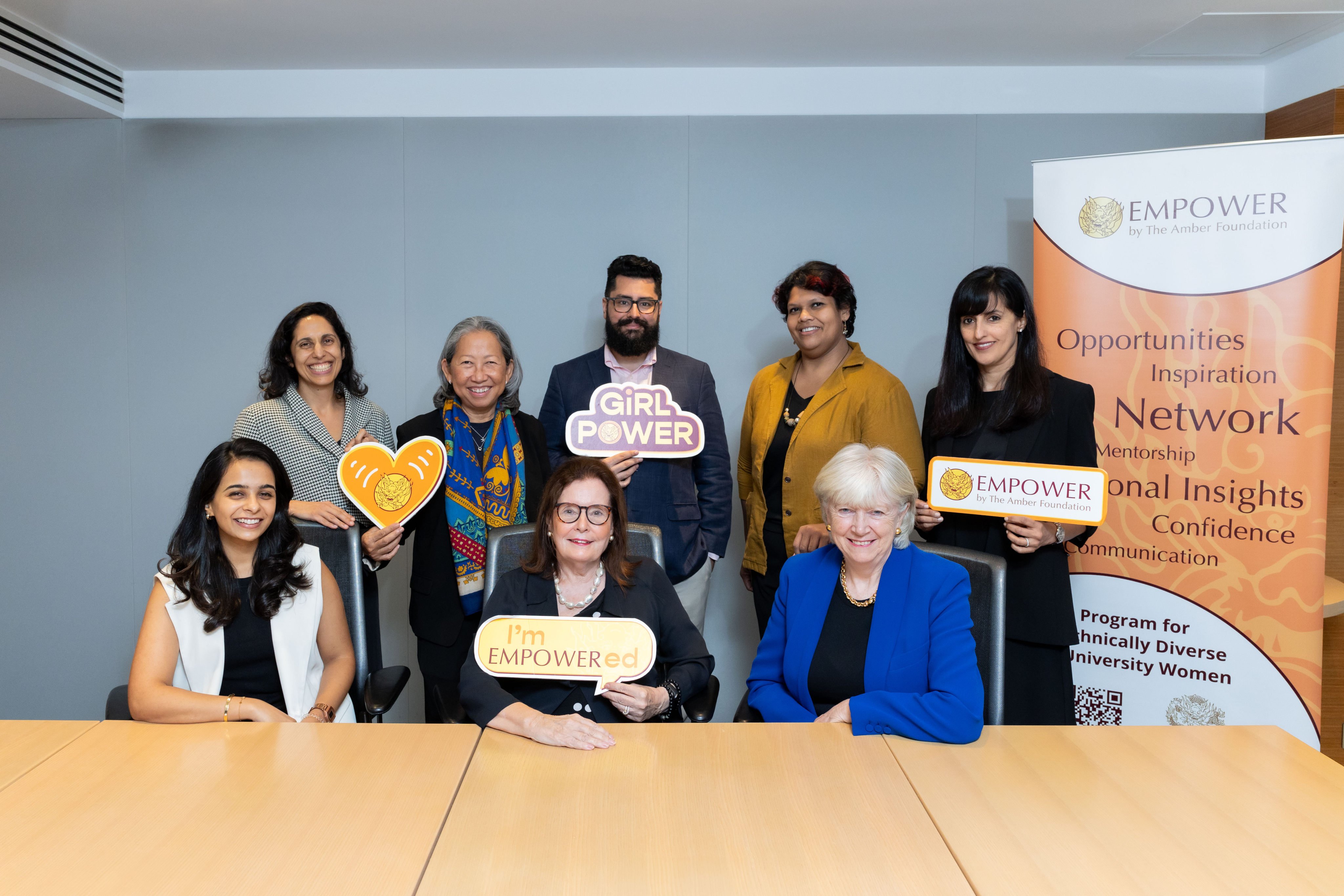 From left: Mamta Hotchandani, Reena Rollason, May Anne Bird, Elizabeth Thomson, James Thomson-
Sakhrani, Manisha Wijesinghe, Felicity McRobb and Anisha Sakhrani. Photo: Kong Yat-pang