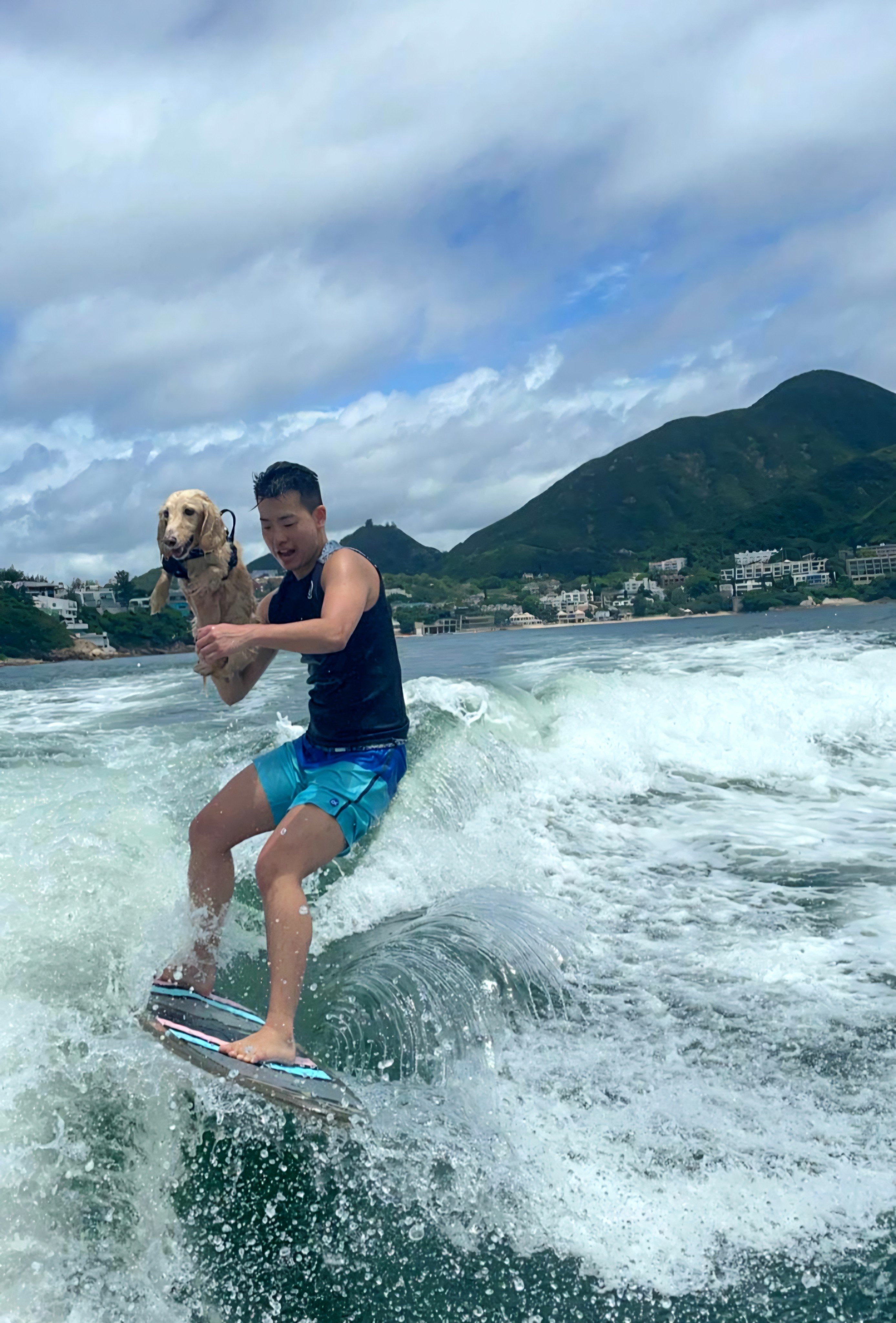 For trans man Emery Fung, wakesurfing is a sport he can enjoy alone, with his dogs or with a group of friends. Sports like this have proved vital for his mental health. Photo: Emery Fung