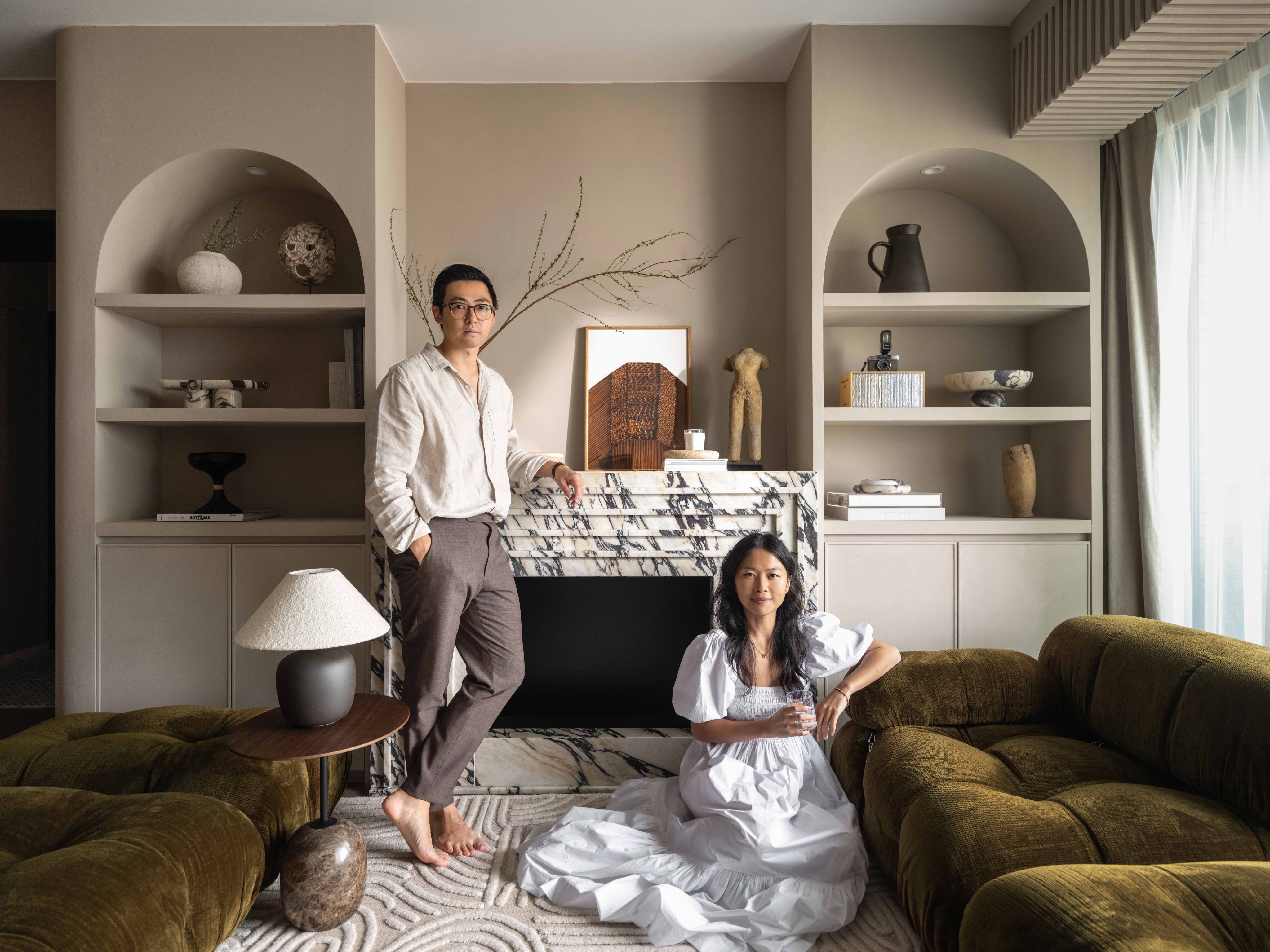 Vincent Lim and Elaine Lu, co-founders of Lim + Lu, in the living room of their Happy Valley, Hong Kong, apartment. Photo: Common Studio