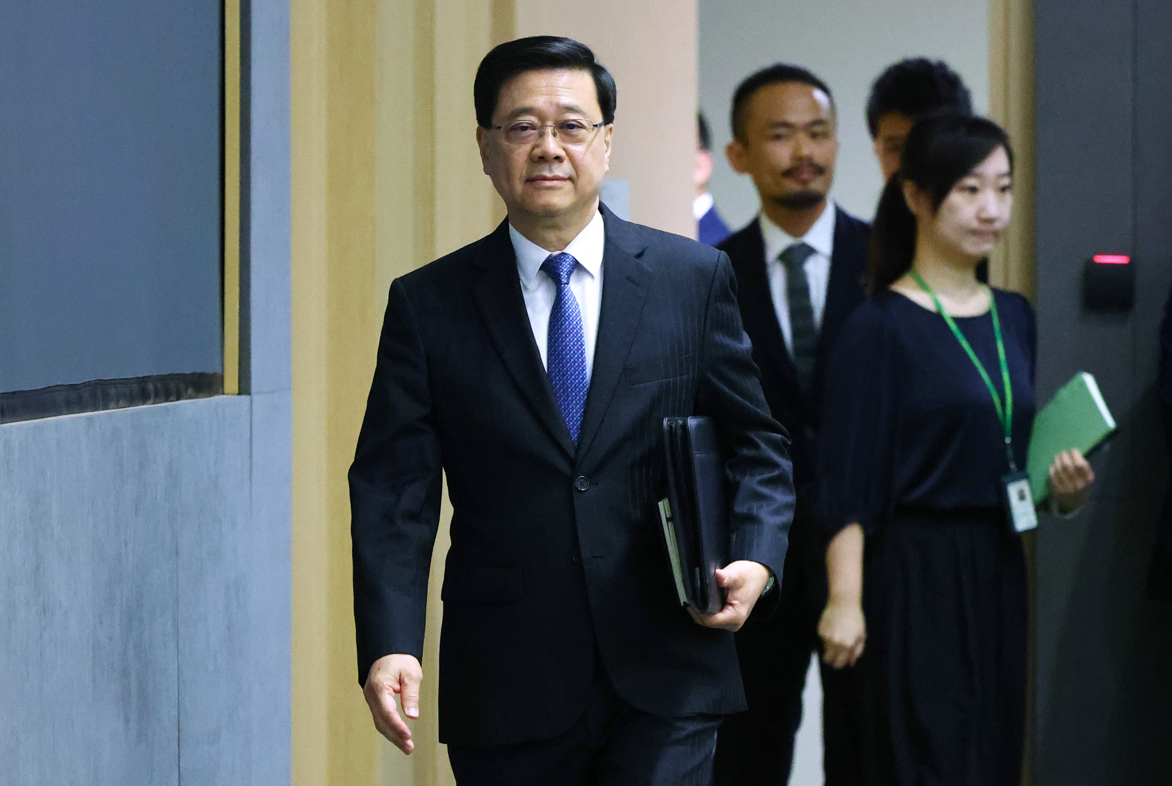 Chief Executive John Lee addresses the media before his meeting with the Executive Council at the Hong Kong government headquarters in Admiralty. Photo: Dickson Lee