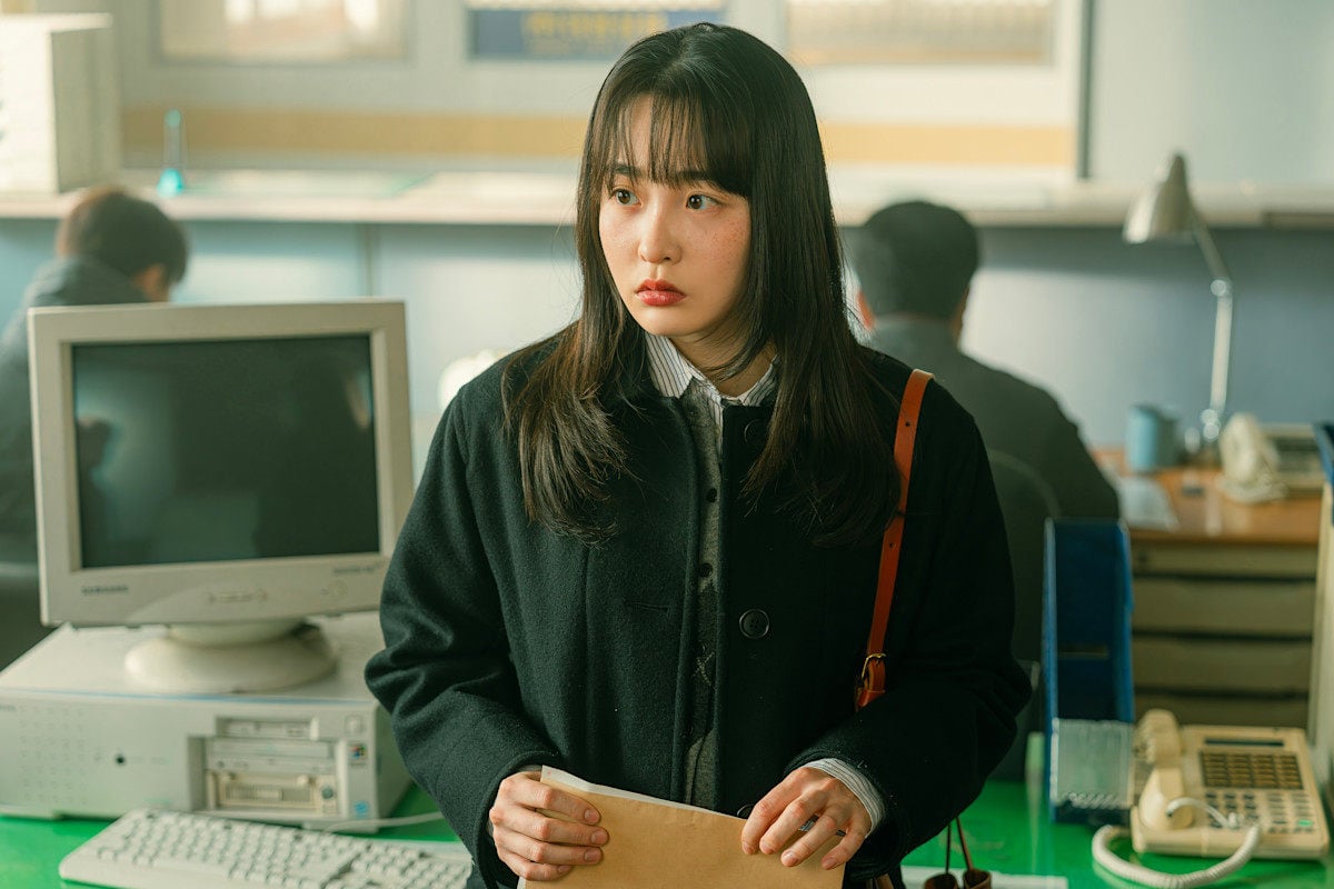 Kim Min-ha in a still from the new Netflix Korean drama Typhoon Family. Photo: Netflix