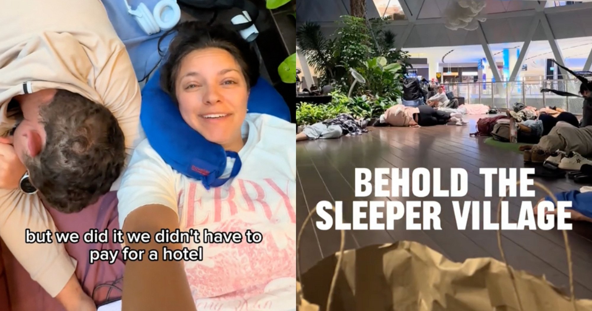 On October 5, a woman from the United States, above, shared that she and her husband slept at Changi Airport before their morning flight. Photo: TikTok/sheridan.tate8 On October 5, a woman from the United States, above, shared that she and her husband slept at Changi Airport before their morning flight. Photo: TikTok/sheridan.tate8