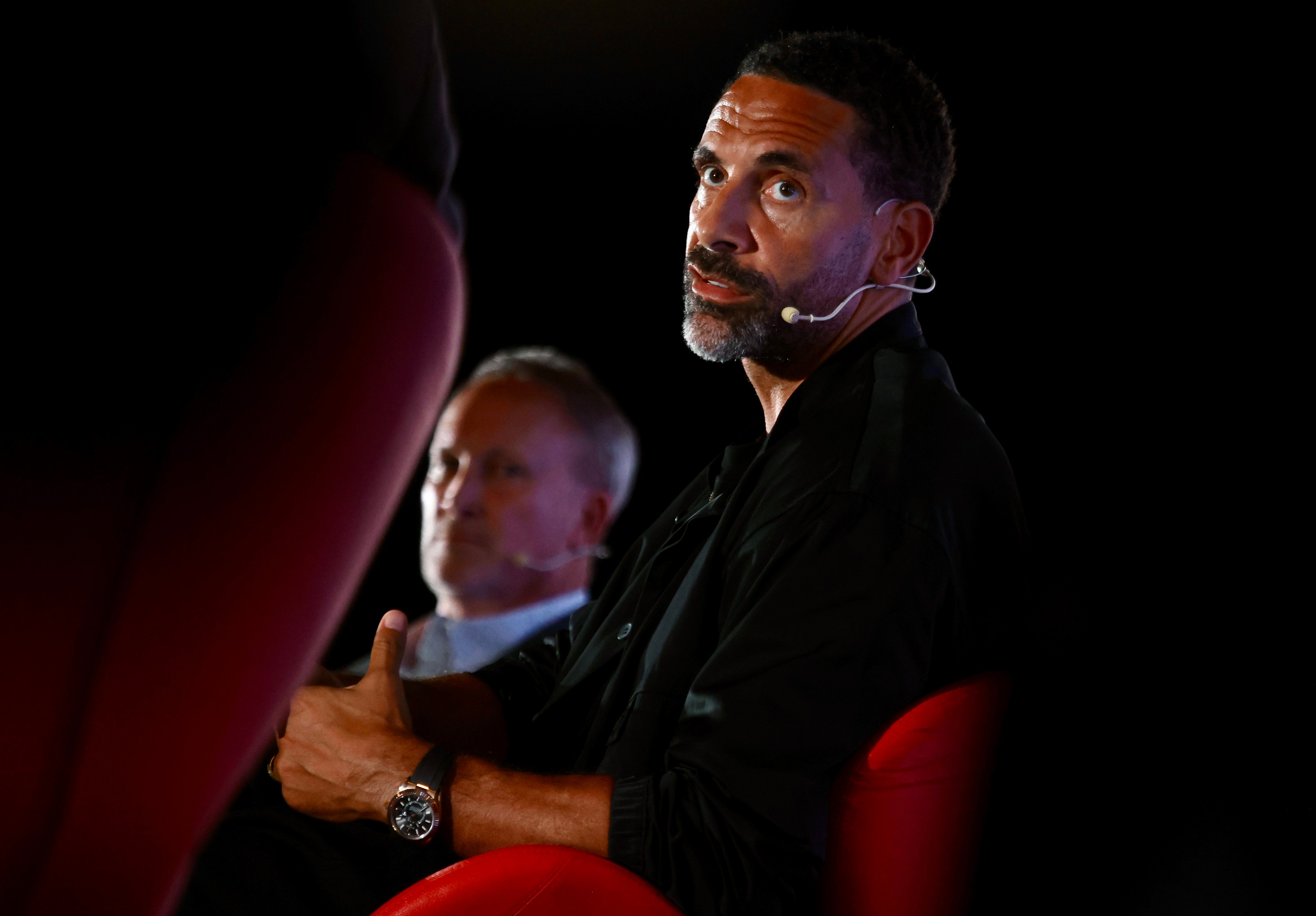 Rio Ferdinand speaking on stage at last month’s World Football Summit in Hong Kong. Photo: Jonathan Wong