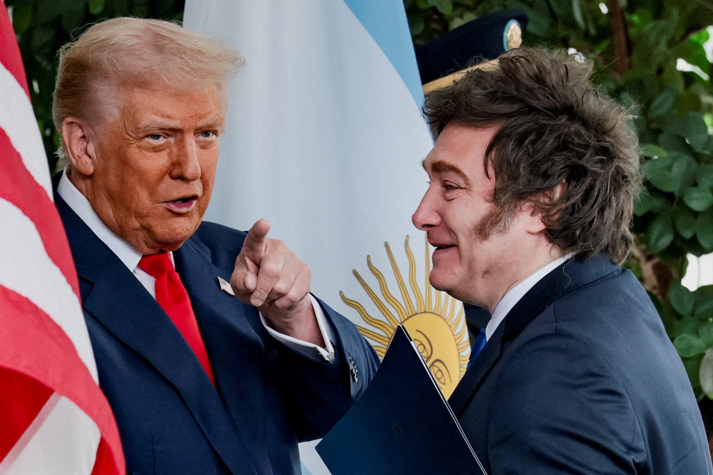 US President Donald Trump welcomes Argentina’s President Javier Milei at the White House on Tuesday. Photo: Reuters