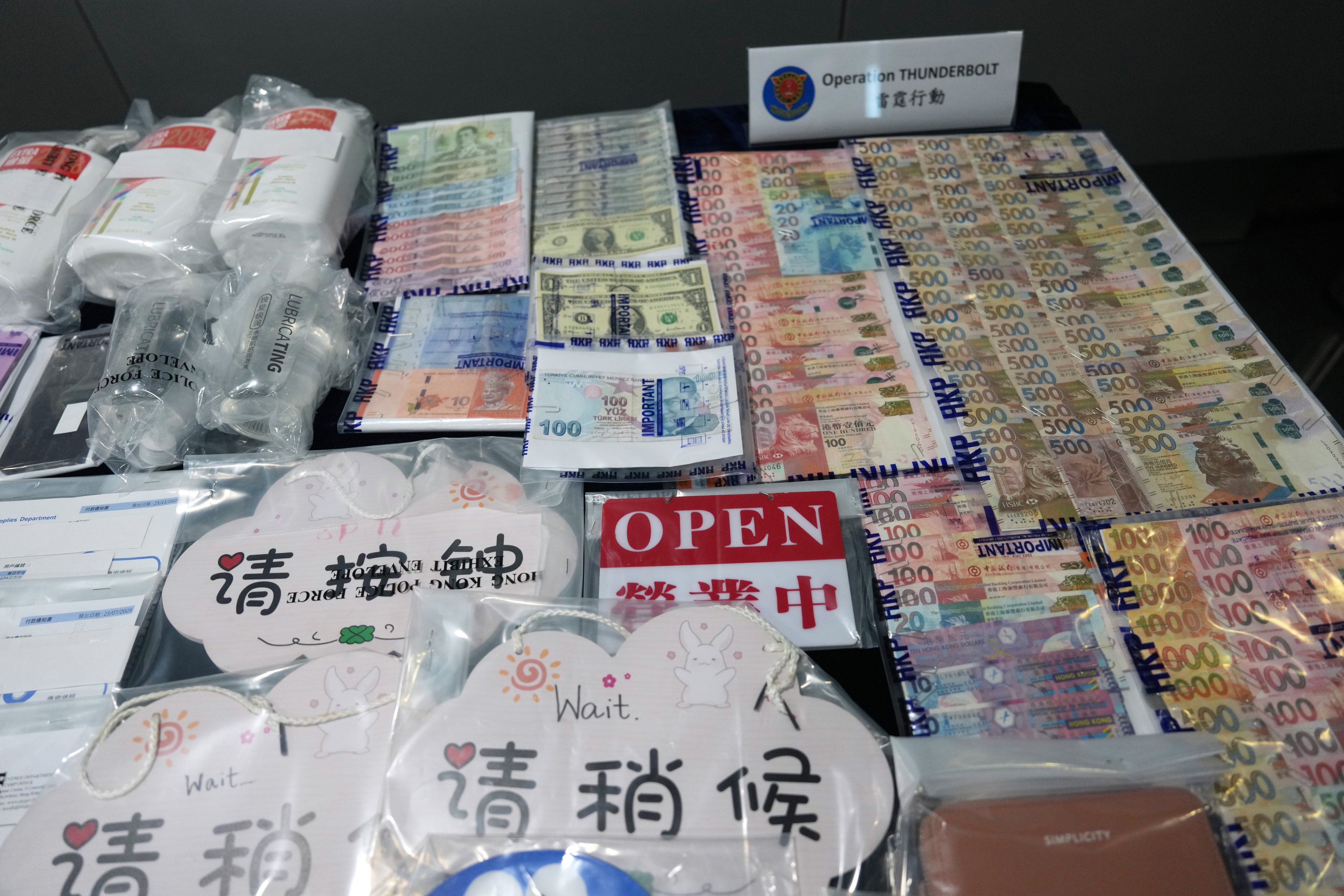 Some of the evidence seized by Hong Kong police in its anti-vice joint operation with Macau and mainland Chinese authorities. Photo: Jelly Tse